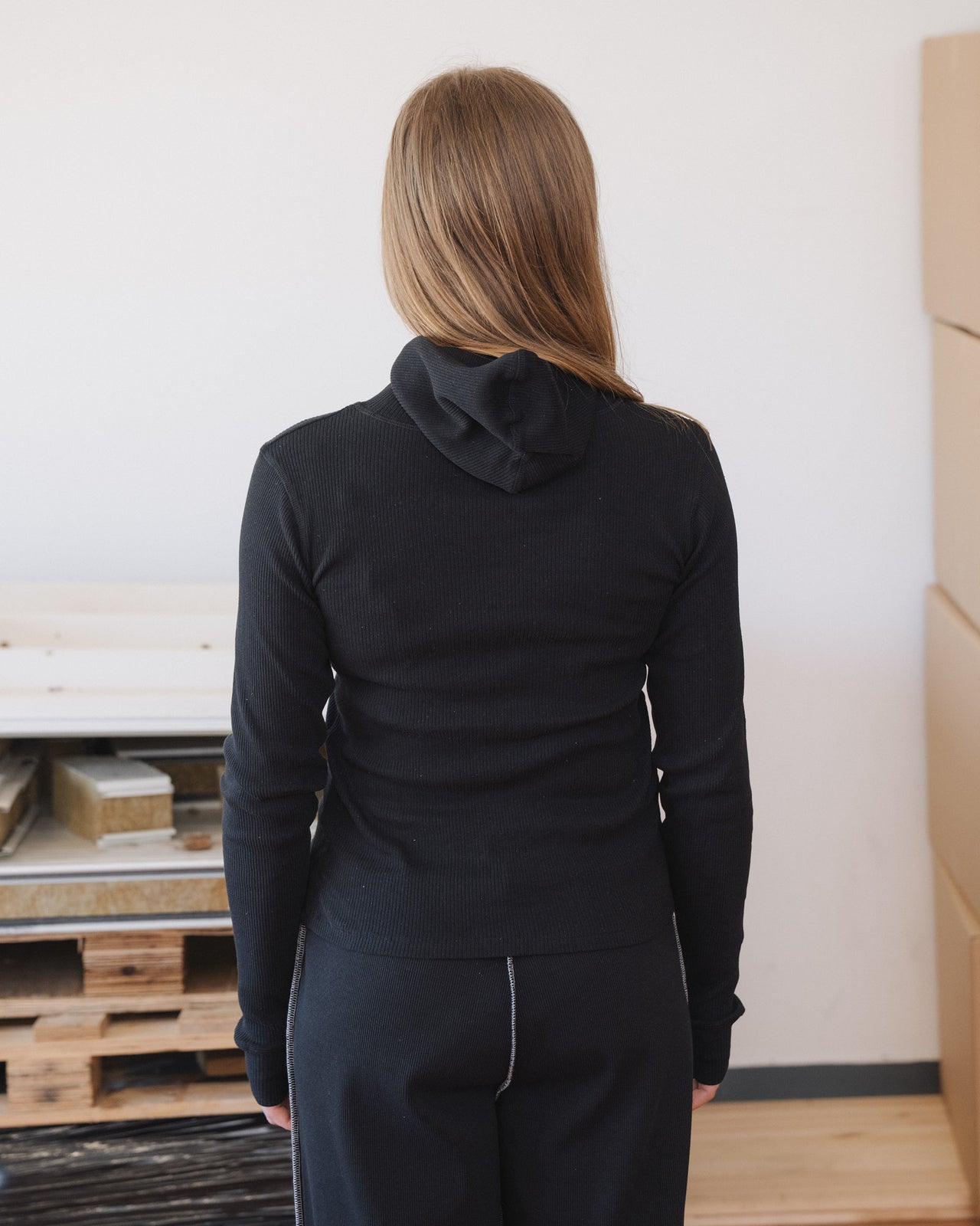 Hanifa Hoodie - Recycled Cotton Rib - Black