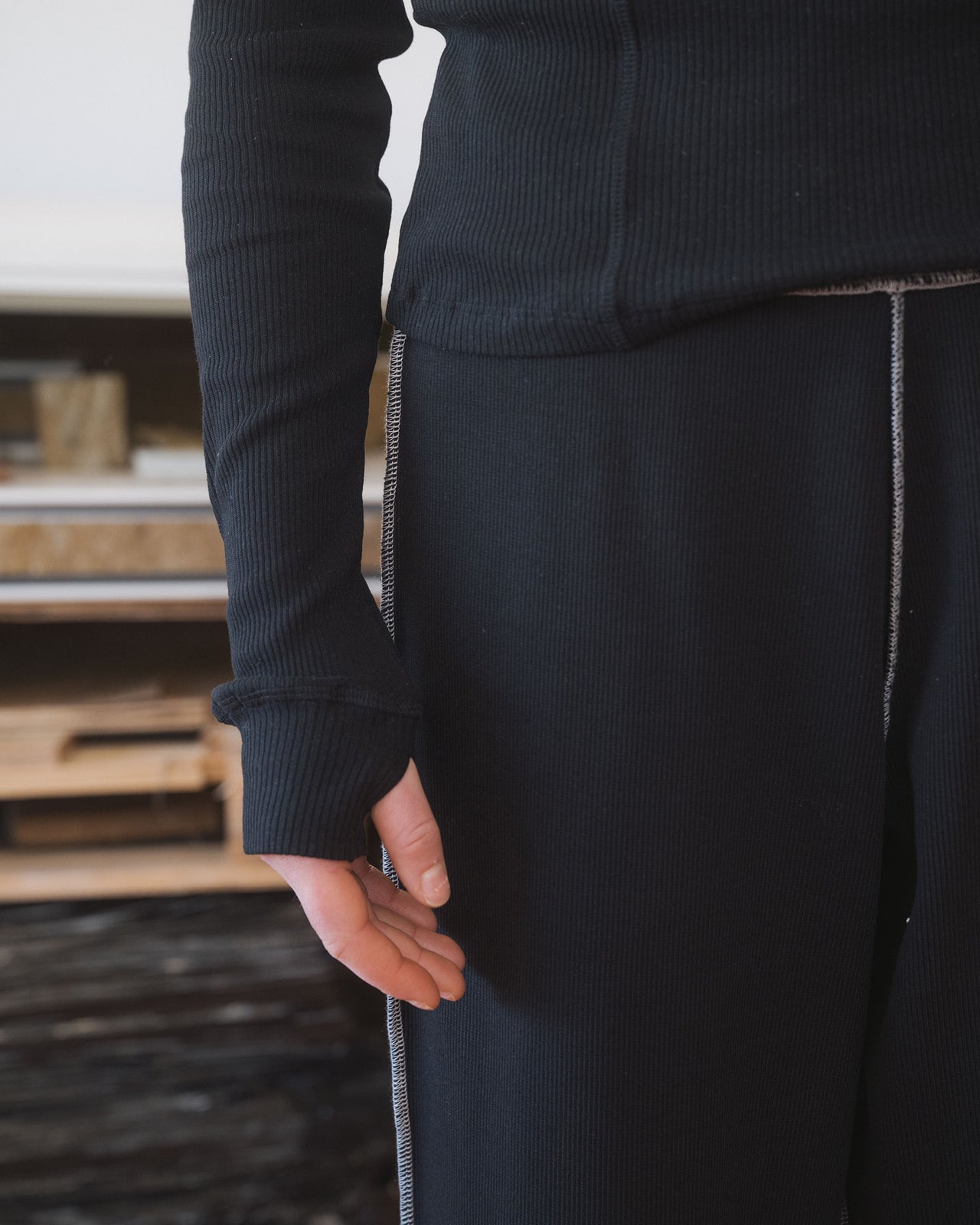 Hanifa Hoodie - Recycled Cotton Rib - Black