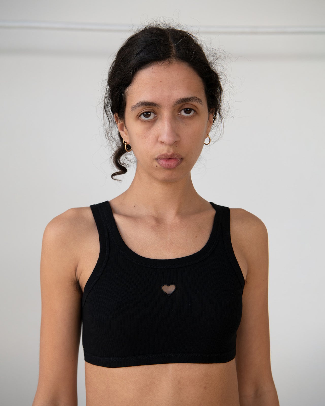 Heart Bra - Organic Cotton Rib - Black