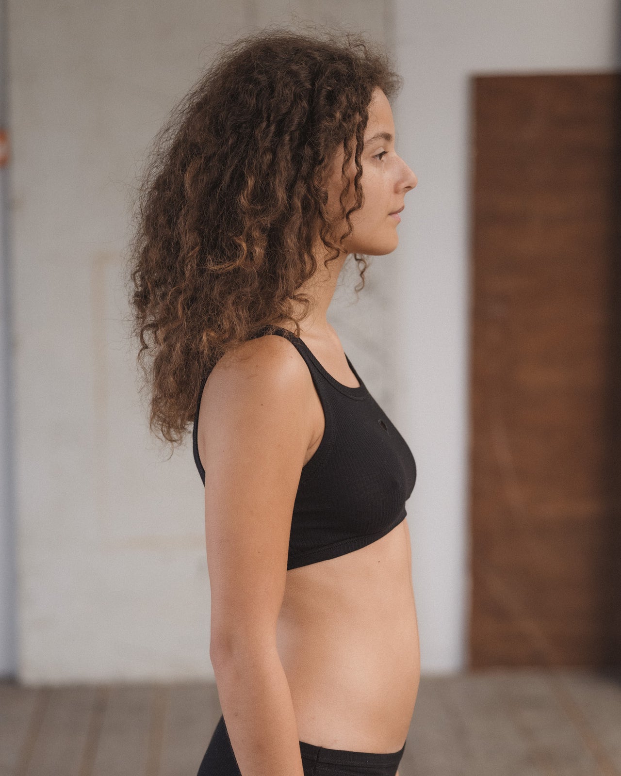 Heart Bra - Organic Cotton Rib - Black