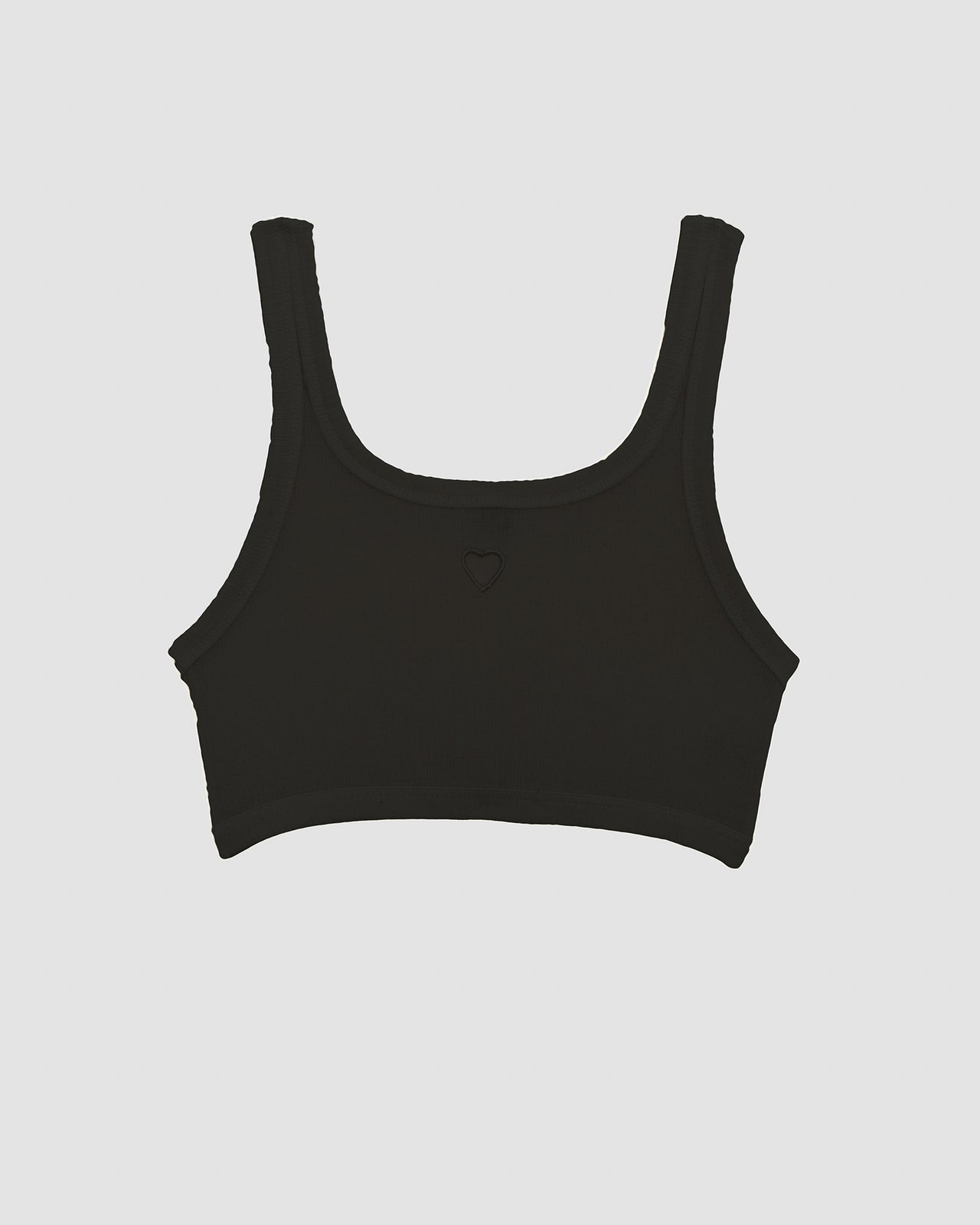 Heart Bra - Organic Cotton Rib - Black