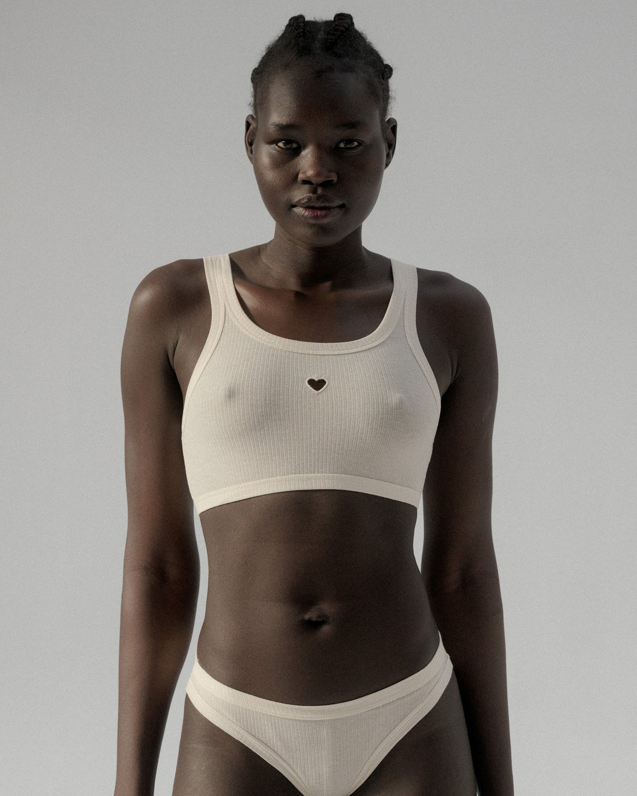 Heart Bra - Organic Cotton Rib - Undyed