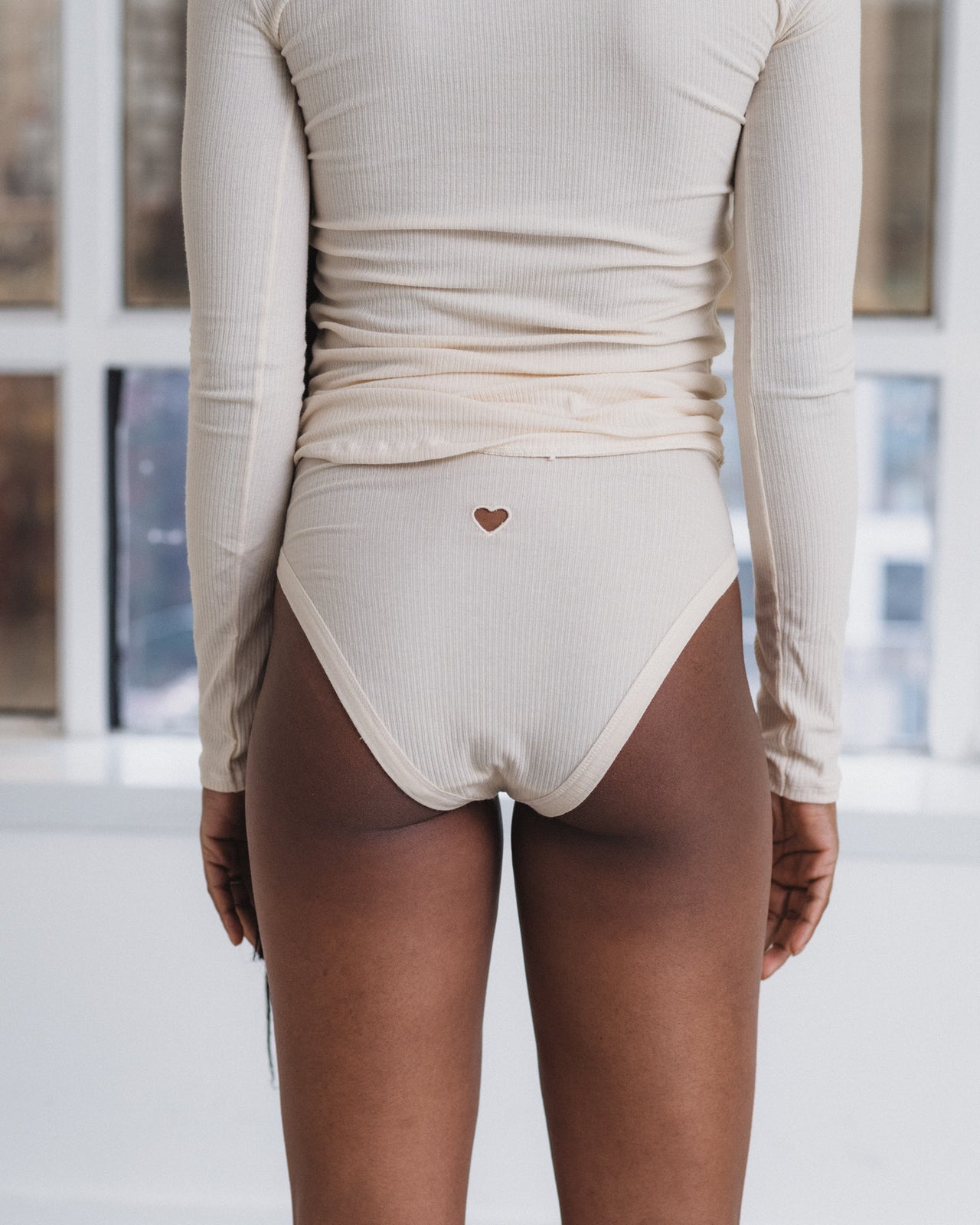 Heart Highwaist Bell Pants - Organic Cotton Rib - Undyed