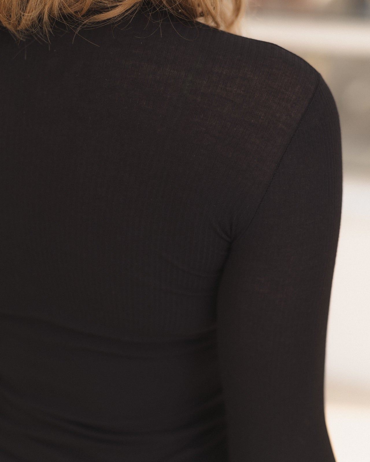 Heart Long Sleeve Tee - Fine Organic Cotton Rib - Black