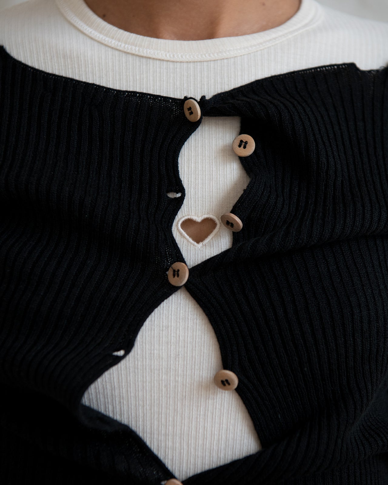 Heart Long Sleeve Tee - Fine Organic Cotton Rib - Undyed