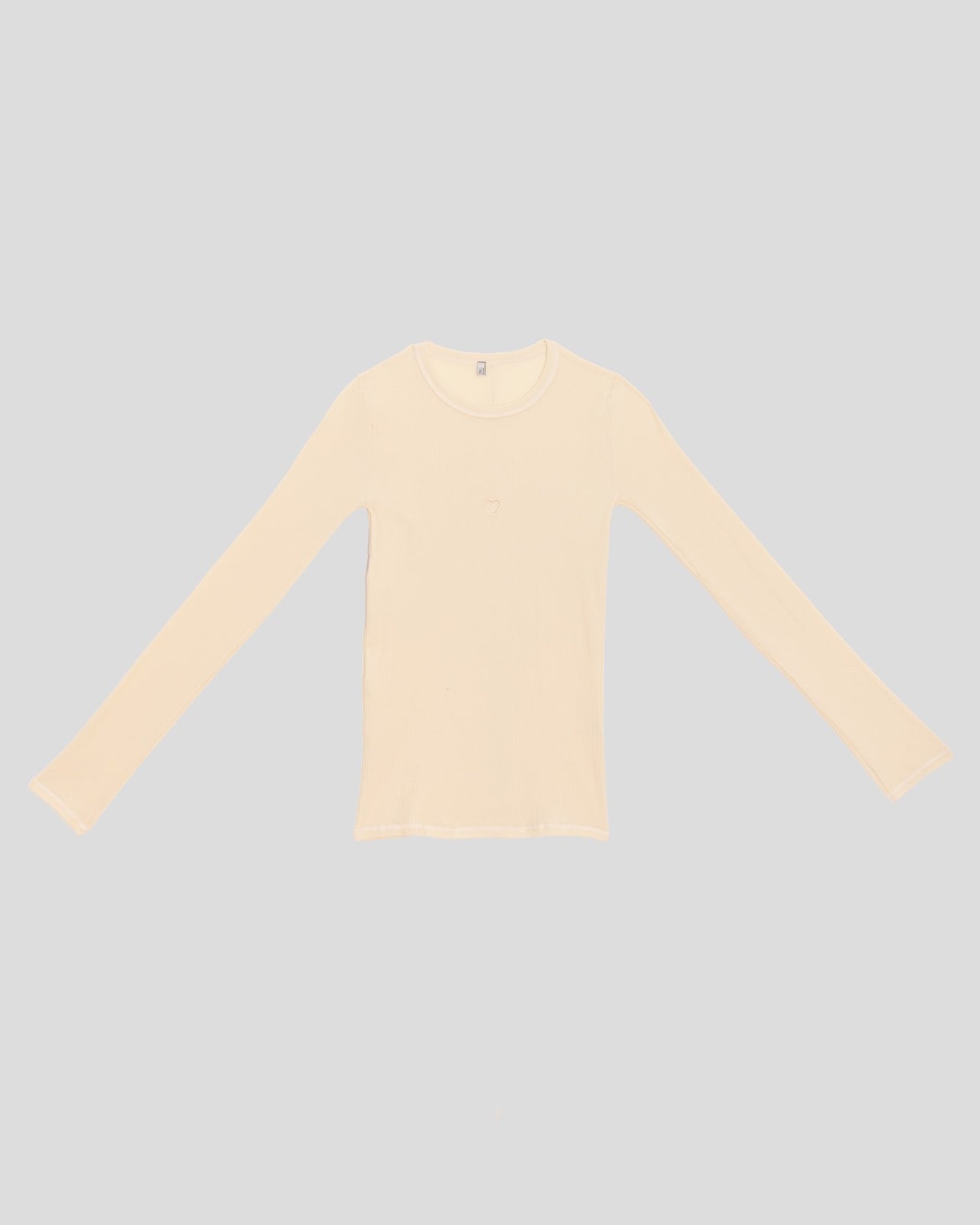 Heart Long Sleeve Tee - Fine Organic Cotton Rib - Undyed