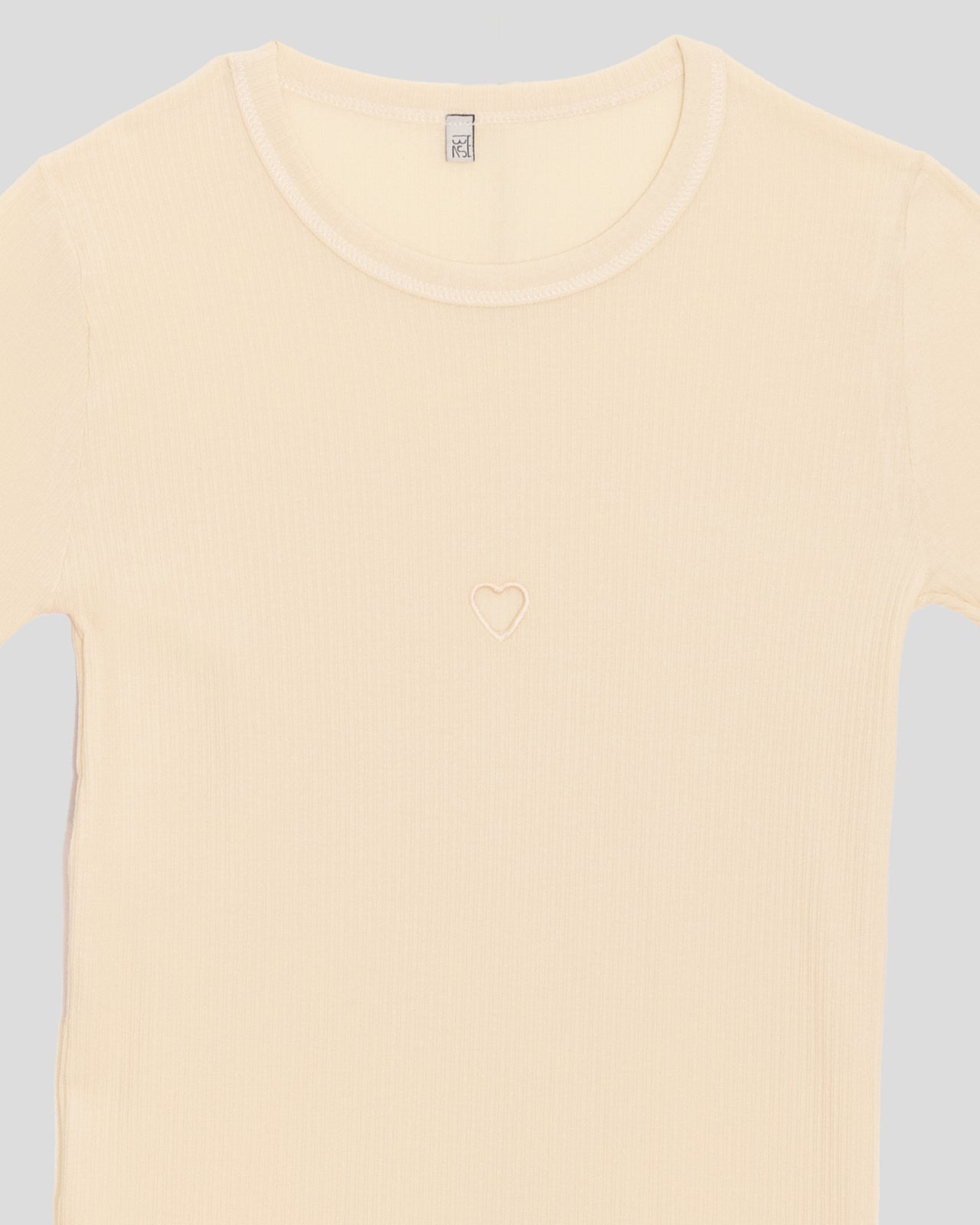 Heart Long Sleeve Tee - Fine Organic Cotton Rib - Undyed