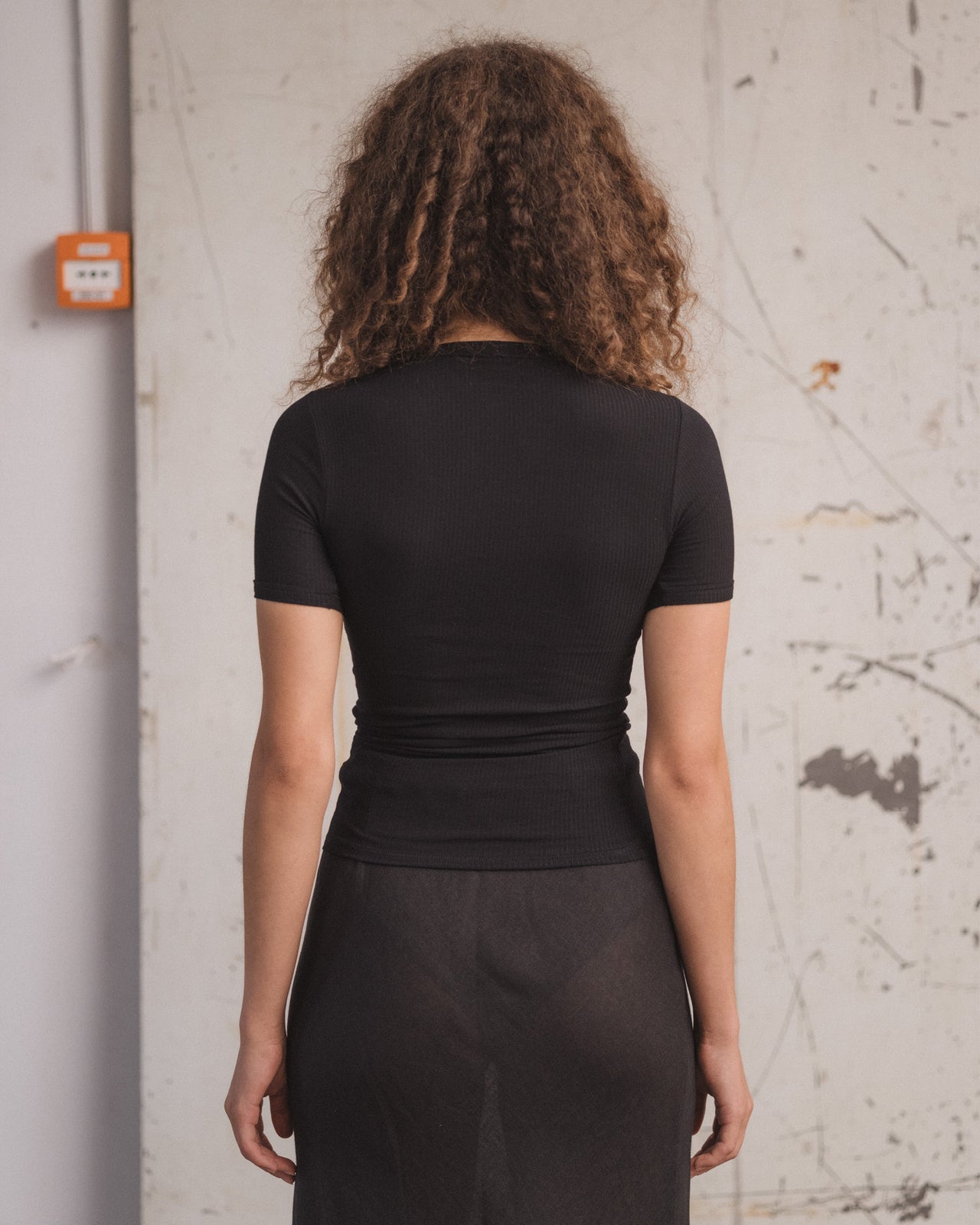 Heart Tee Shirt - Organic Cotton Rib - Black