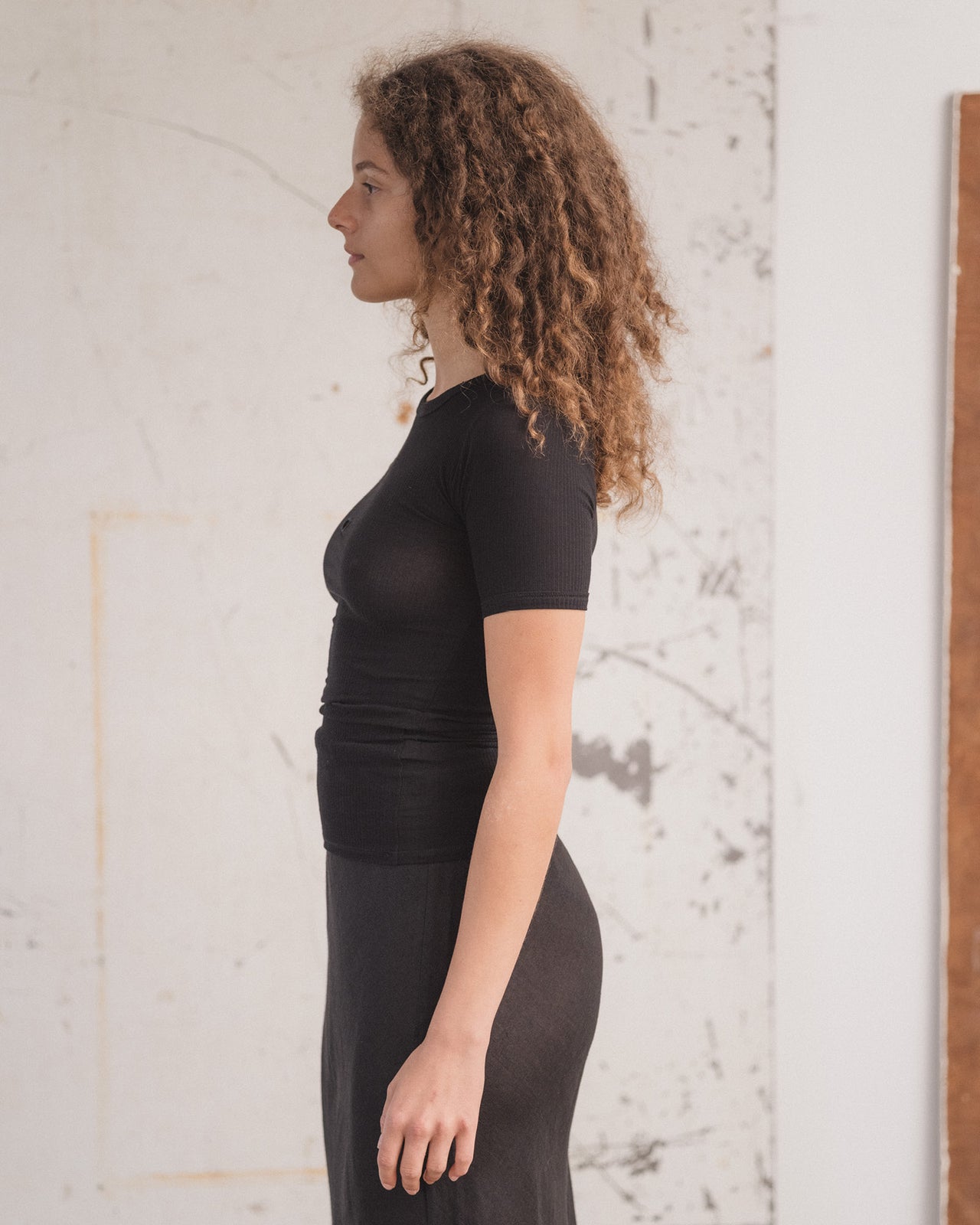 Heart Tee Shirt - Organic Cotton Rib - Black