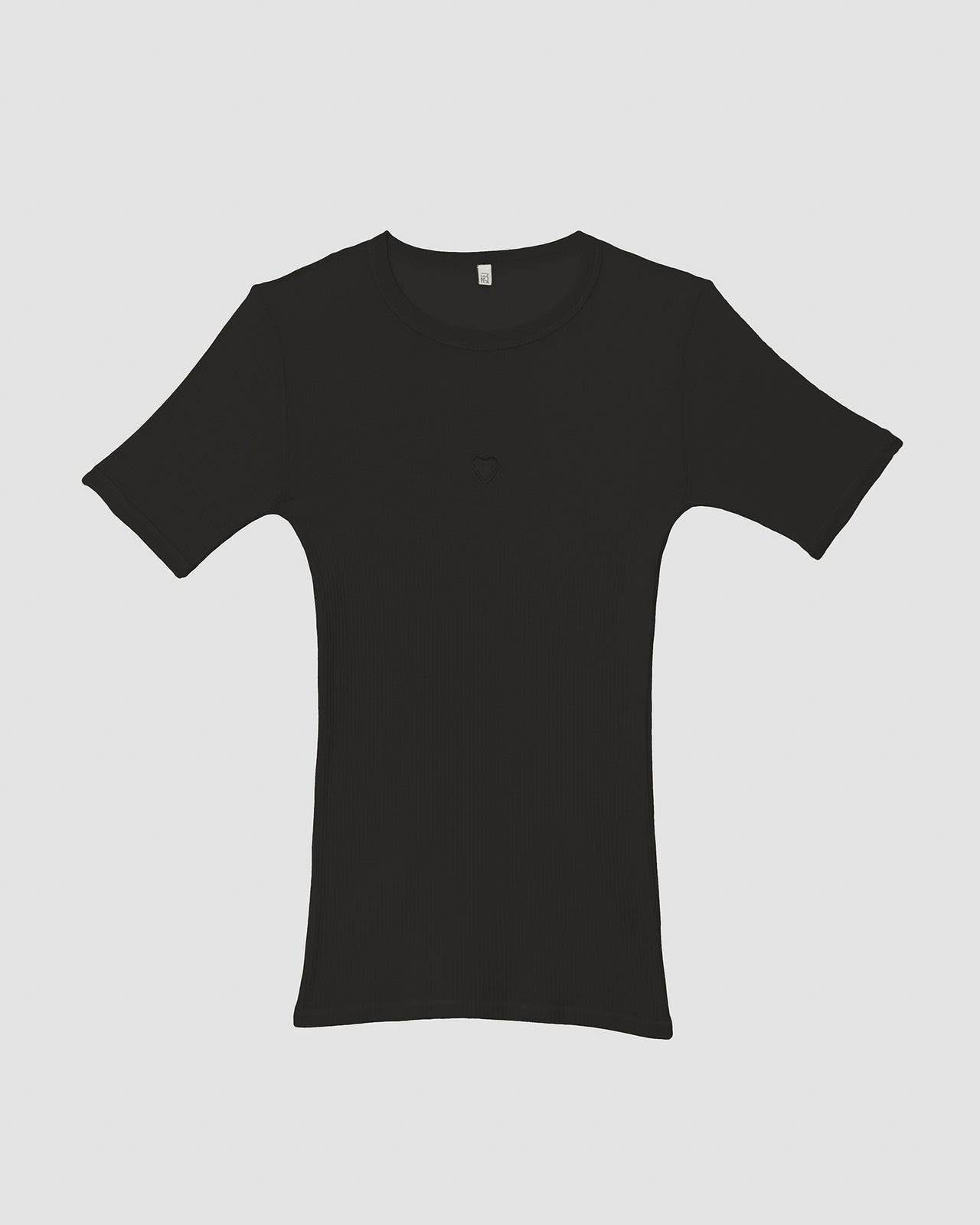 Heart Tee Shirt - Organic Cotton Rib - Black