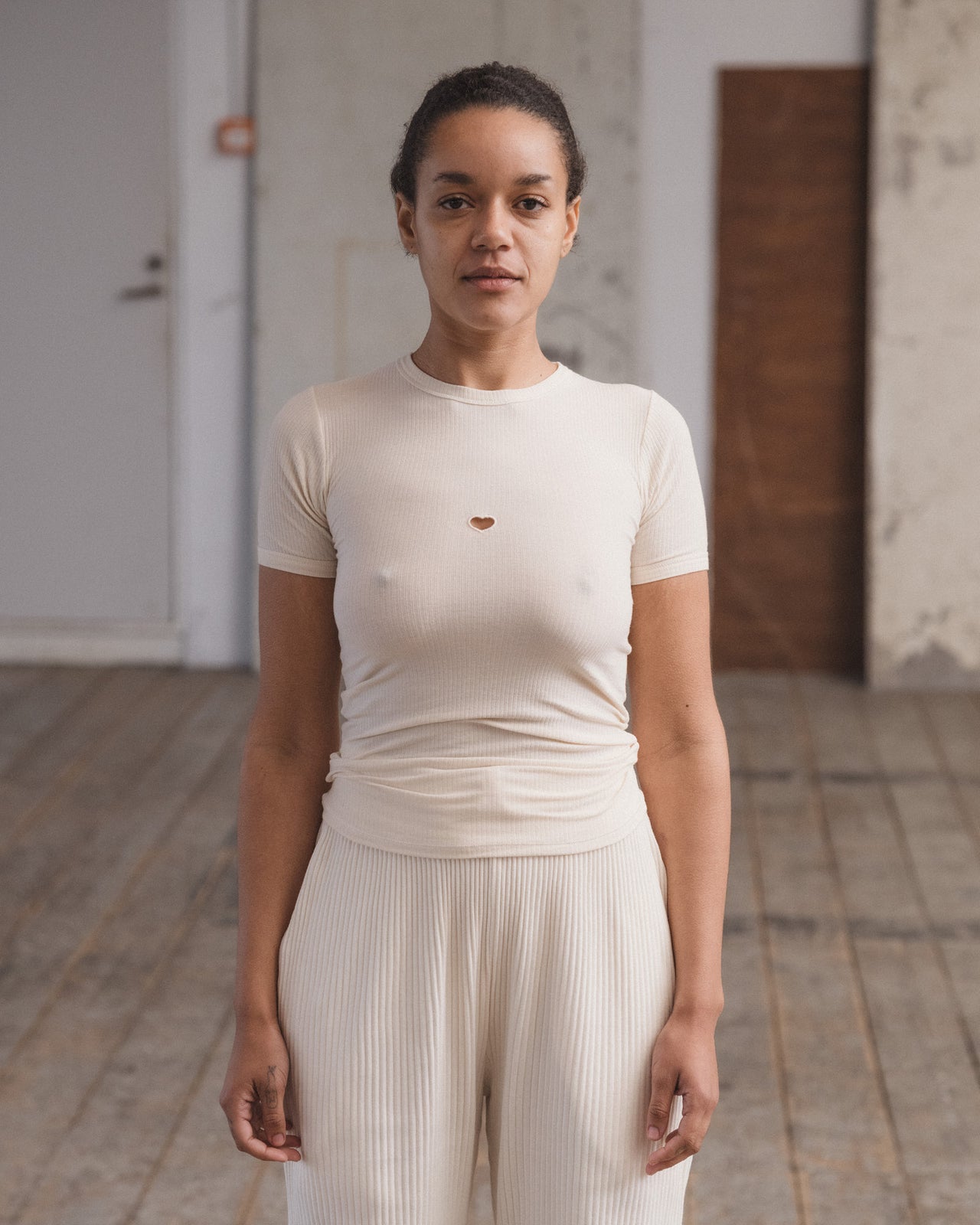 Heart Tee Shirt - Organic Cotton Rib - Undyed