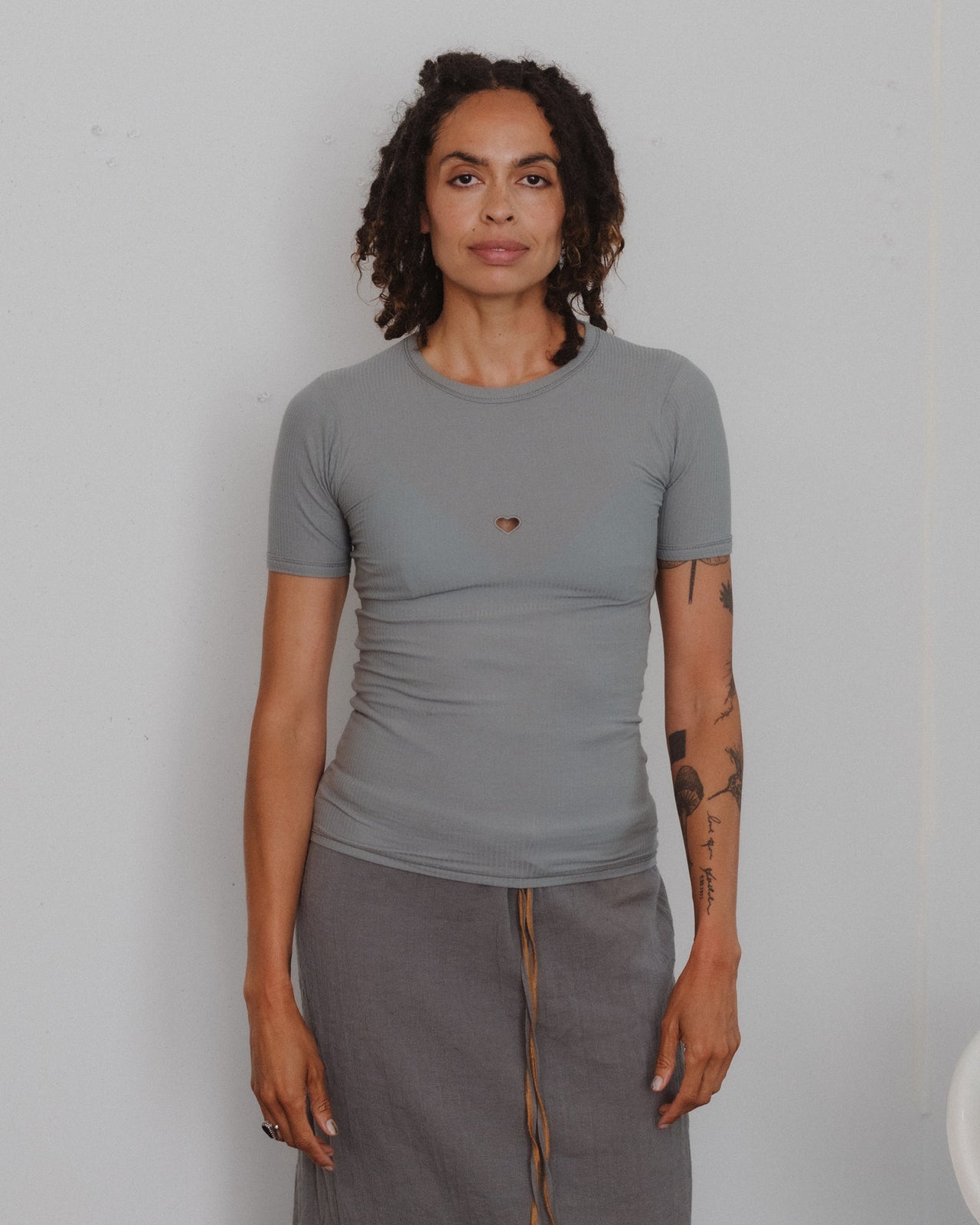 Heart Tee Shirt - Organic Cotton Rib - Bow Blue