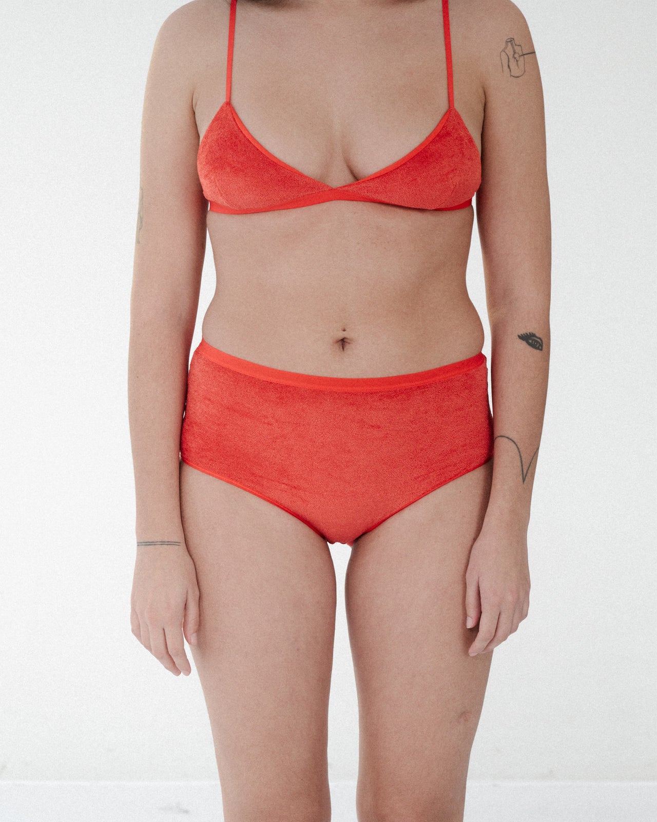 Highwaist Bell Pants - Ecovero Velour - Mino Red