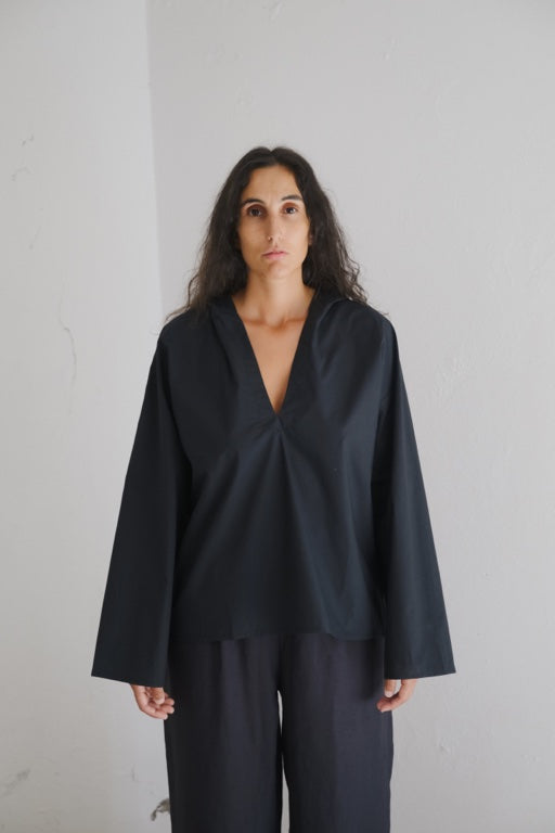 Hujui Top - Organic Cotton Poplin - Black