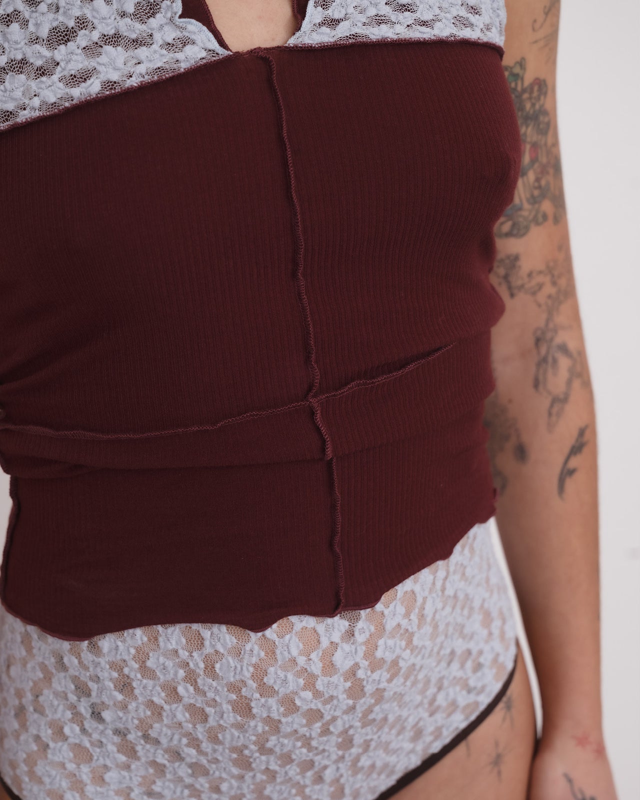 Husk Top - Organic Cotton Rib - Nara Red / Dona Blue