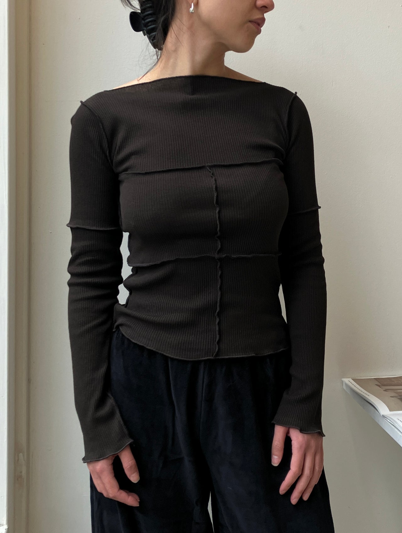 Cinder Long Sleeve Tee - Recycled Cotton Rib - Fovea