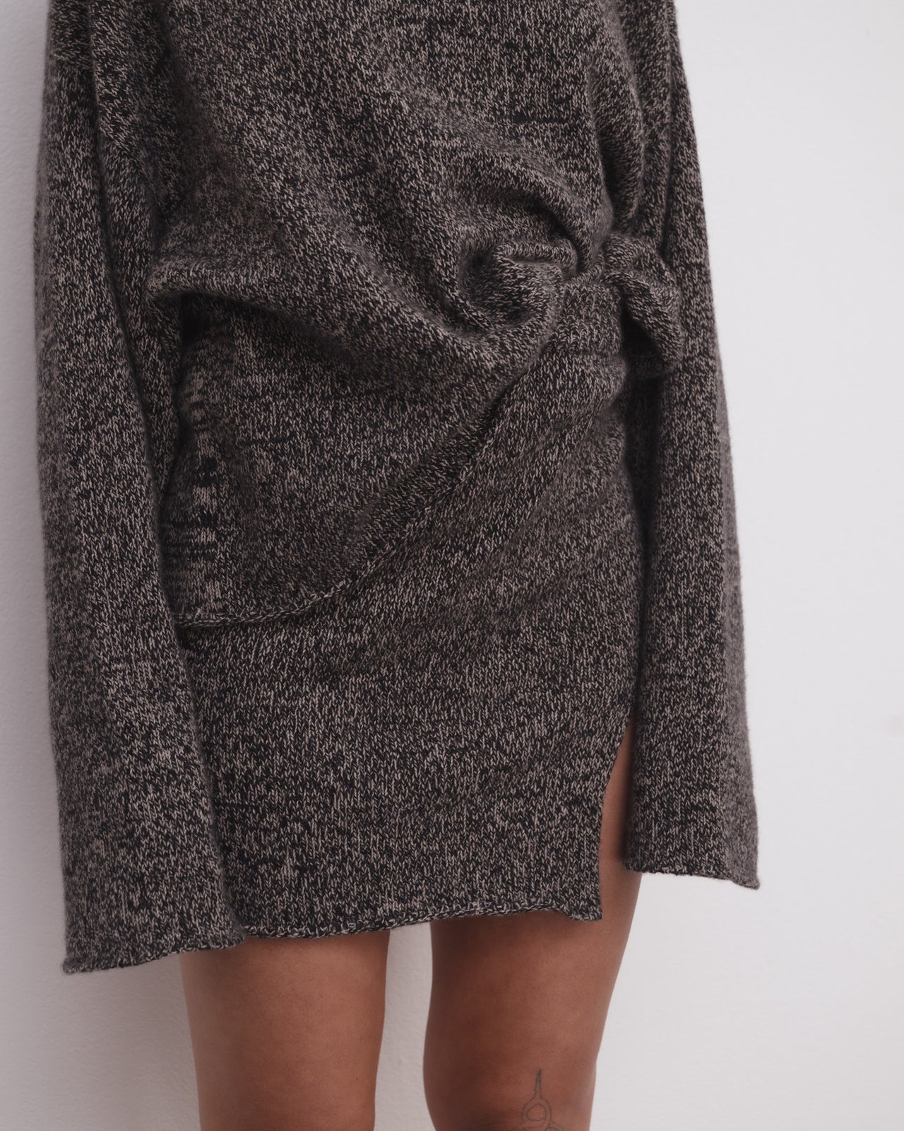 Kem Mini Skirt - Recycled Cashmere - Black / Camel Melange