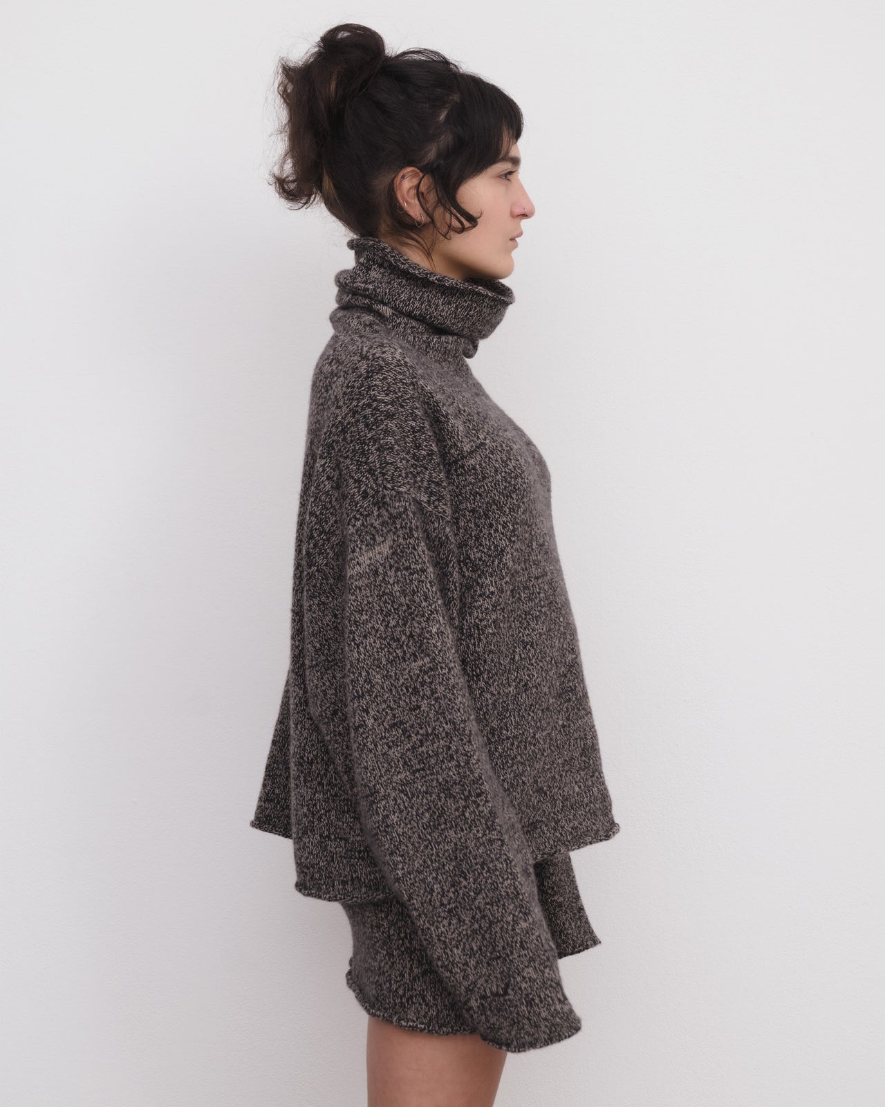 Kem Turtleneck - Recycled Cashmere - Black / Camel Melange