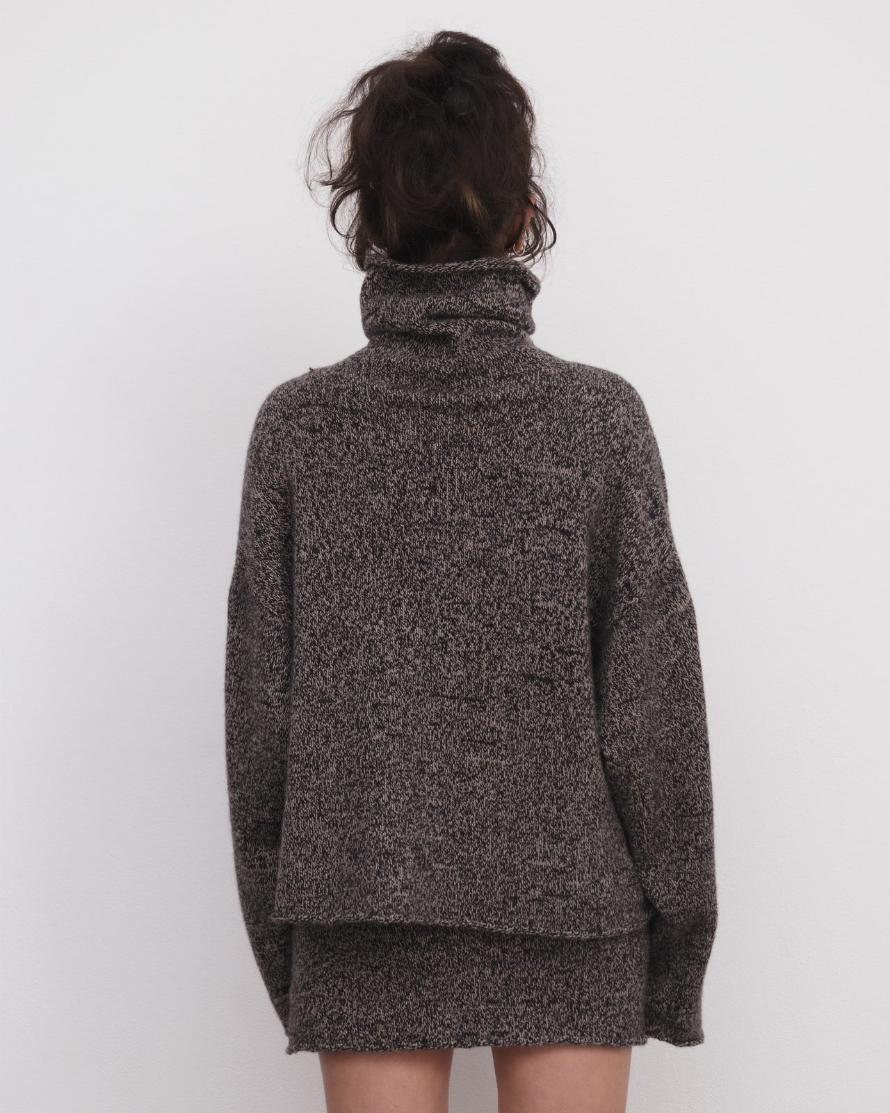 Kem Turtleneck - Recycled Cashmere - Black / Camel Melange