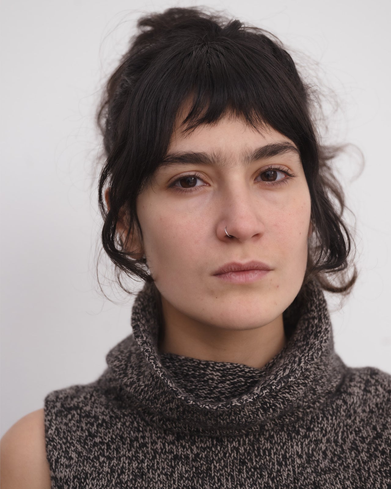 Kem Turtleneck Vest - Recycled Cashmere - Black / Camel Melange