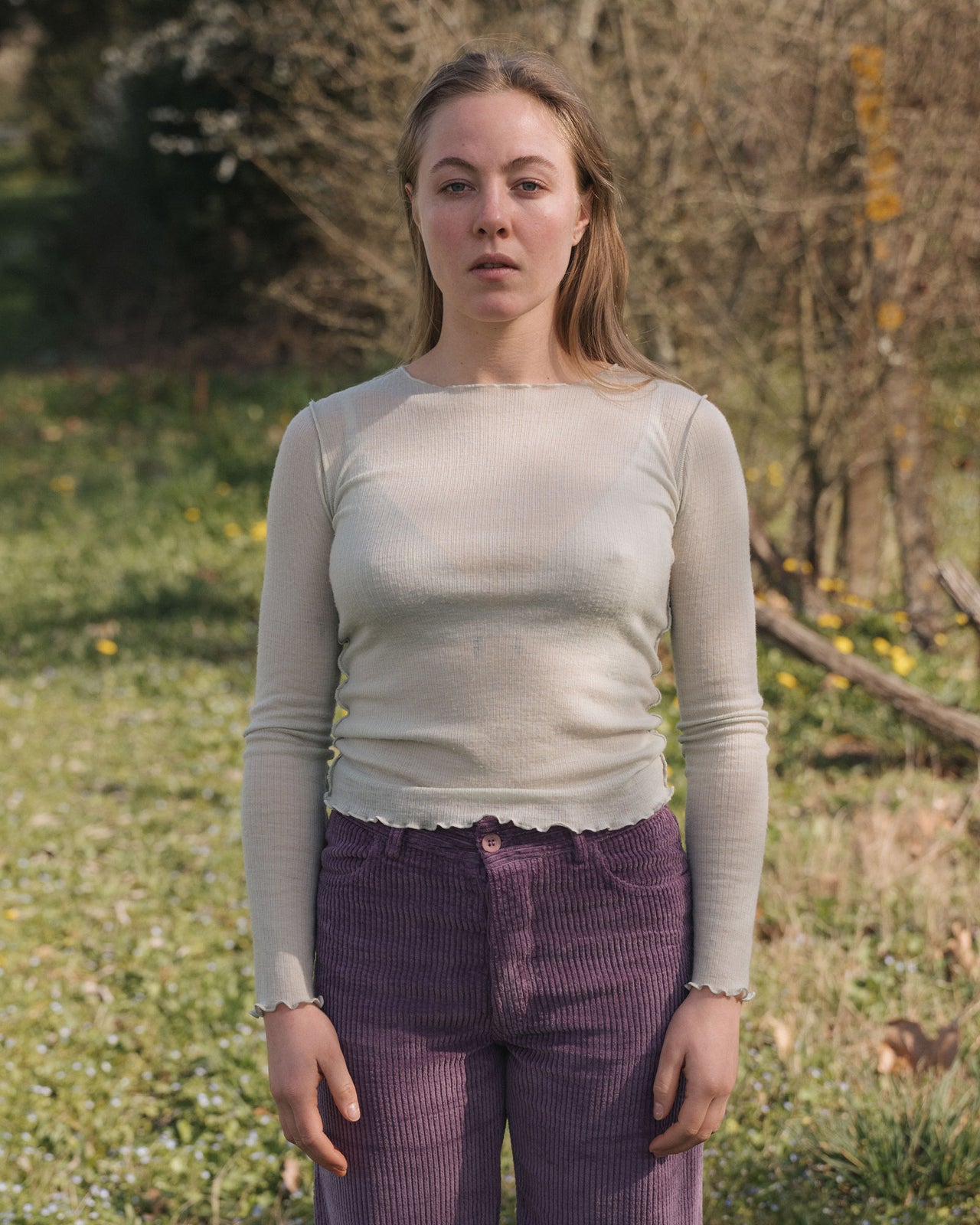 Kenru Long Sleeve Tee - Fine Wool Rib - Brun Green