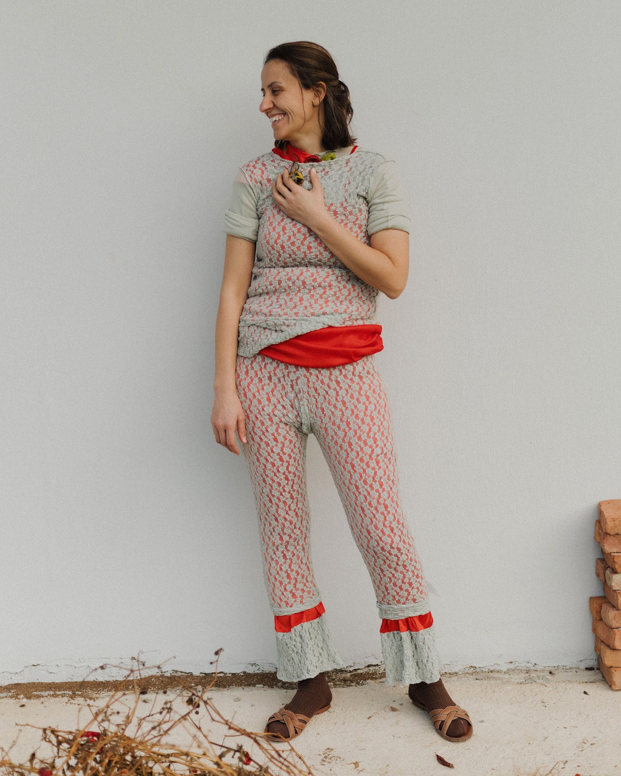 Kenru Long Sleeve Tee - Fine Wool Rib - Brun Green