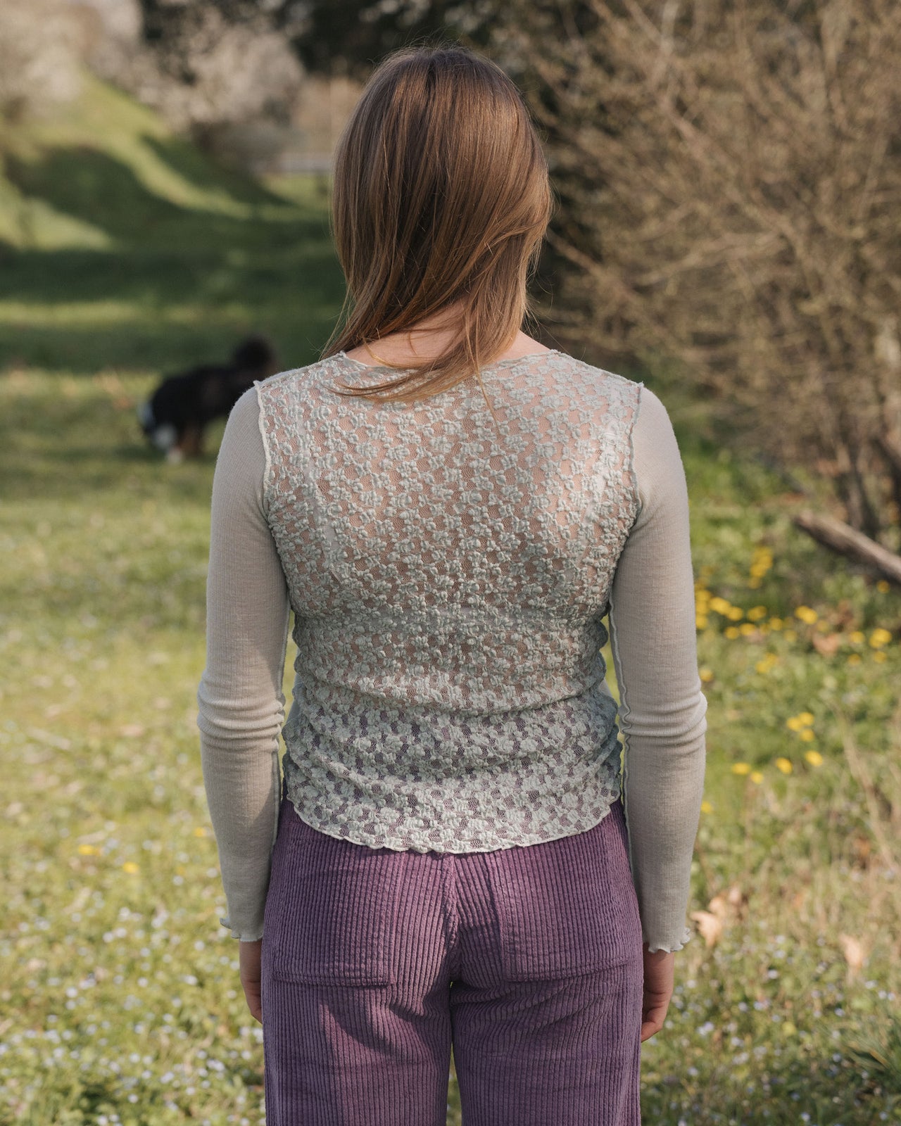 Kenru Long Sleeve Tee - Fine Wool Rib - Brun Green