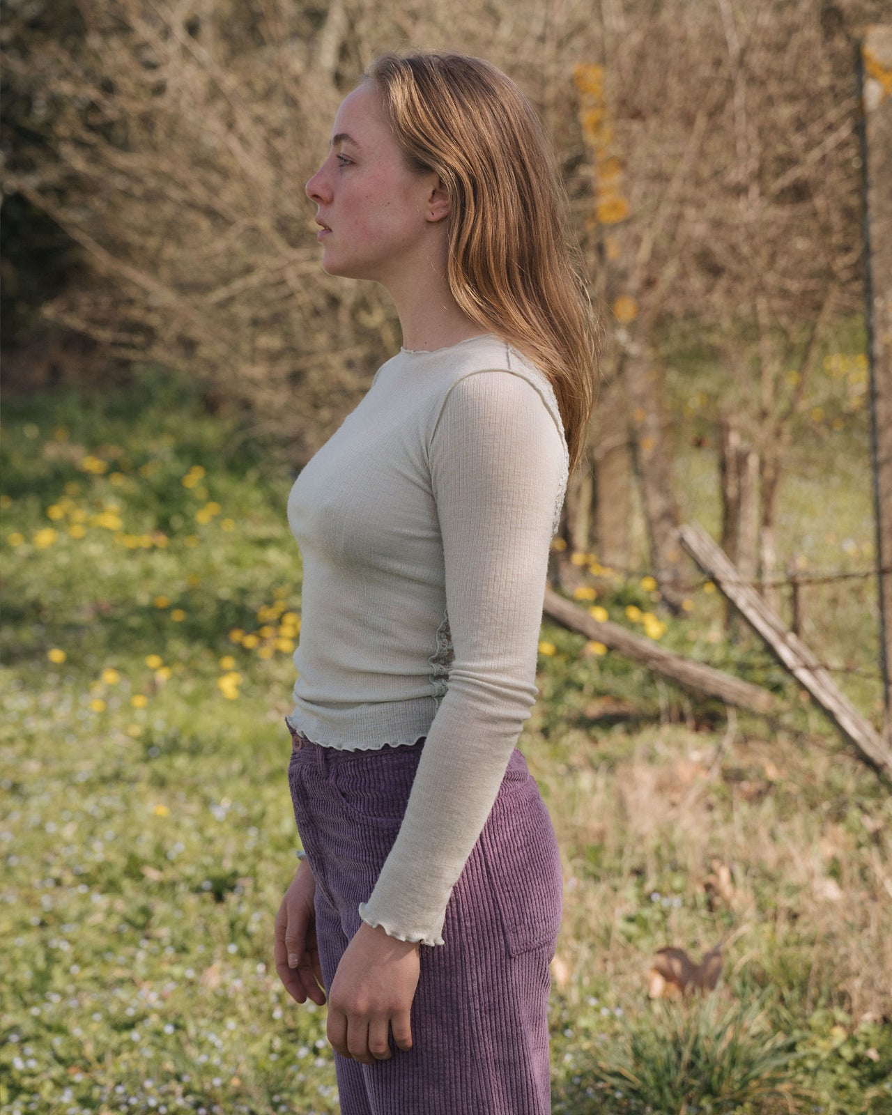 Kenru Long Sleeve Tee - Fine Wool Rib - Brun Green