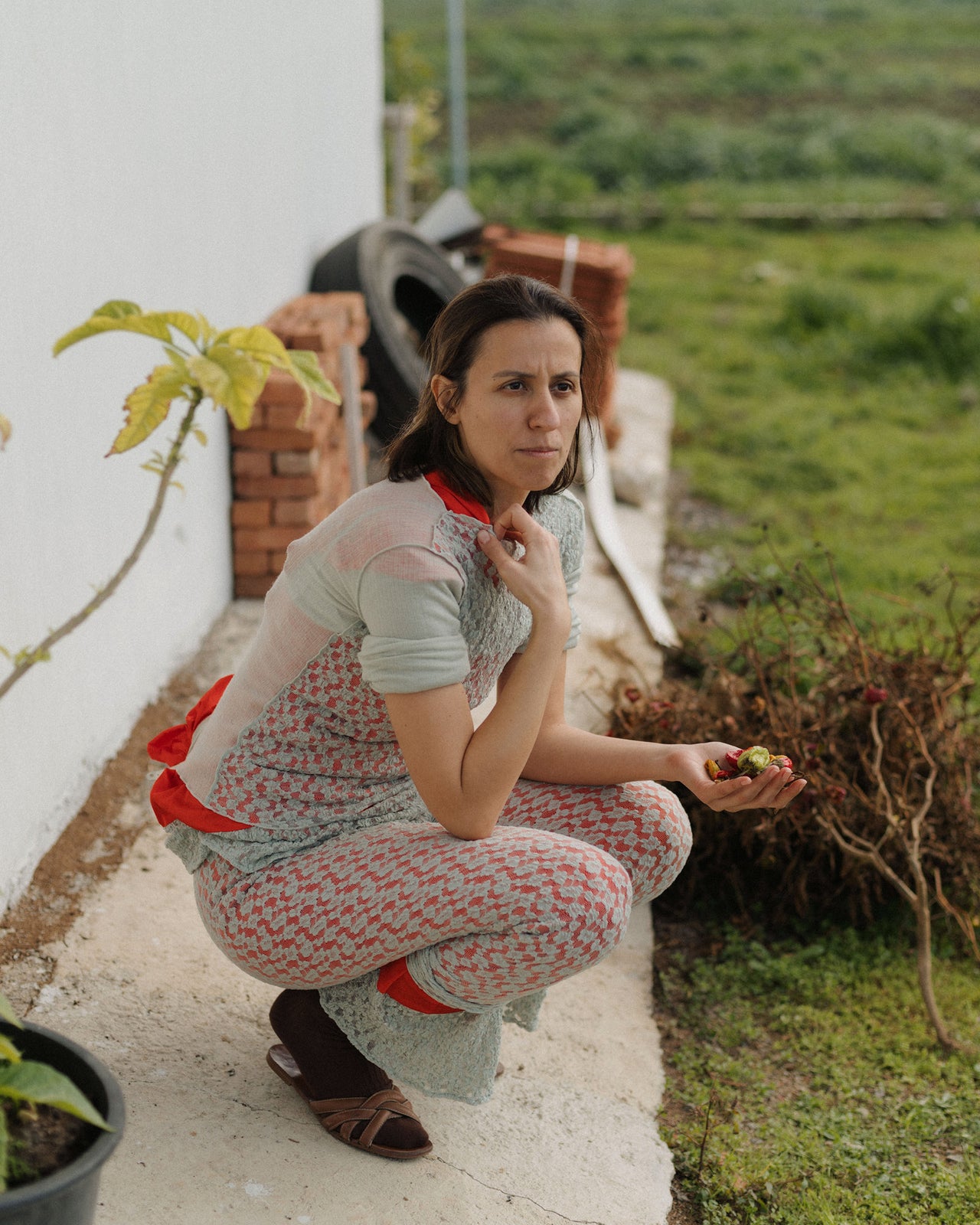 Kenru Long Sleeve Tee - Fine Wool Rib - Brun Green