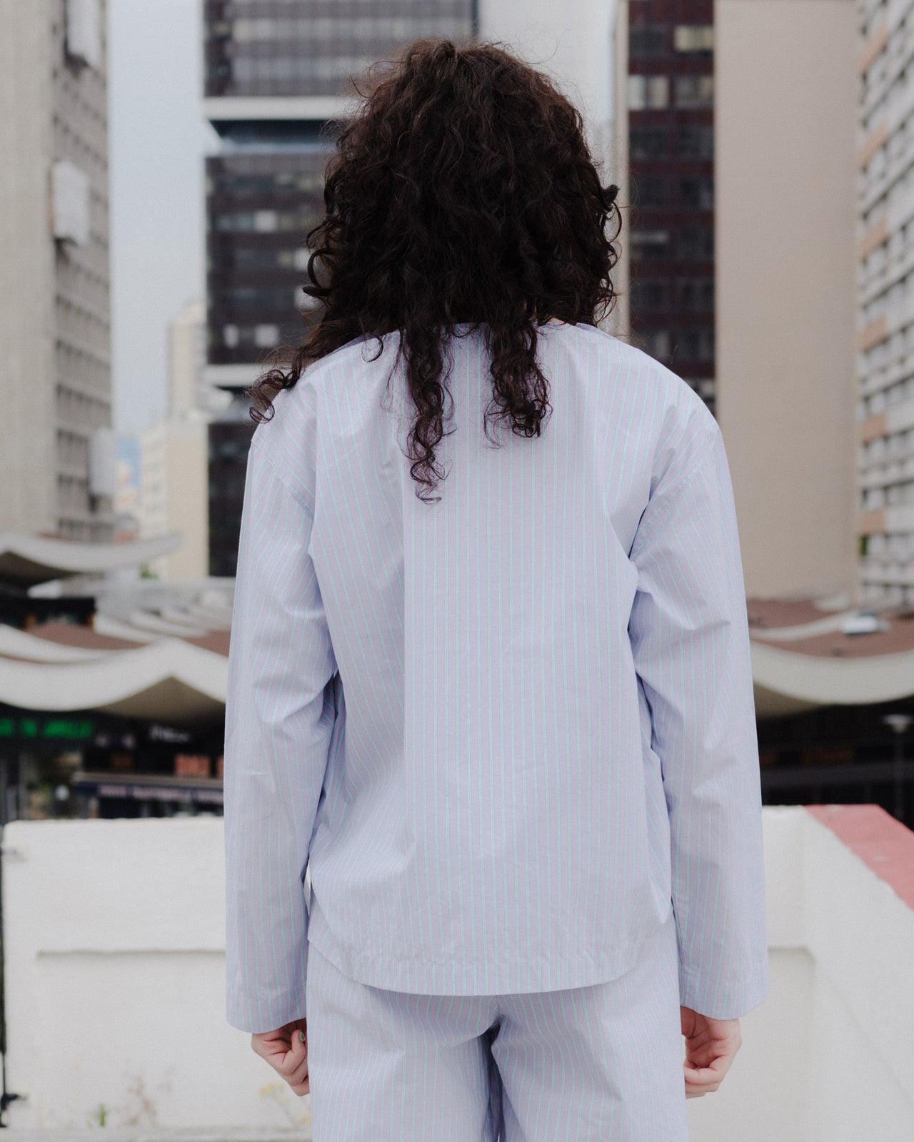 Kolla Blouse - Giza Cotton - Lilac Stripe