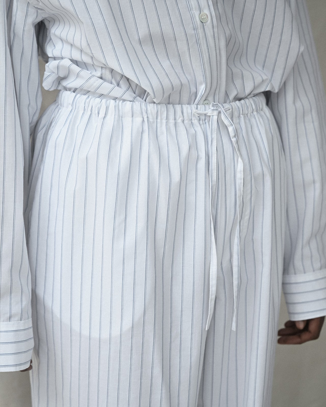 Kolla Pants - Organic Cotton Poplin - White Blue Stripe