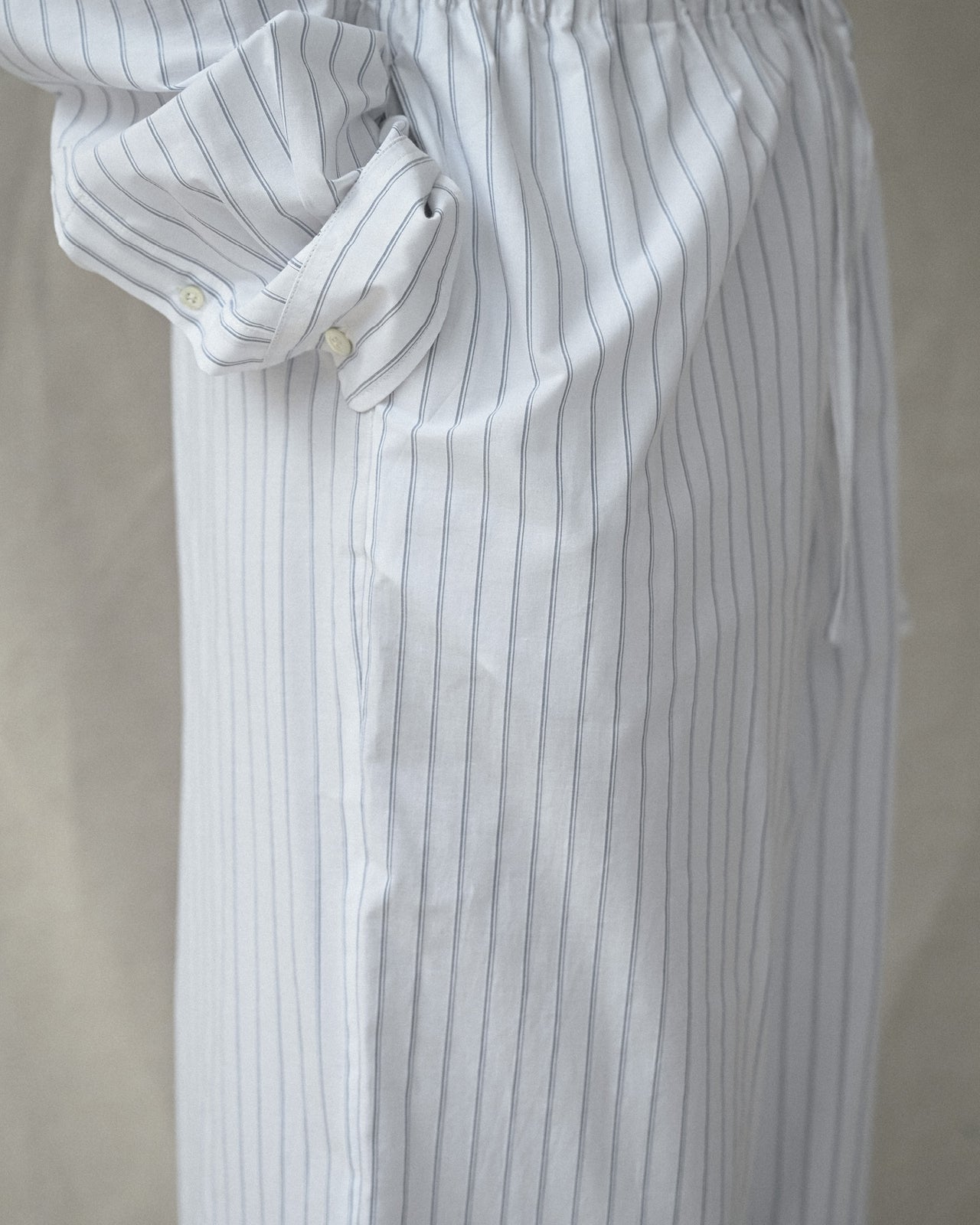 Kolla Pants - Organic Cotton Poplin - White Blue Stripe