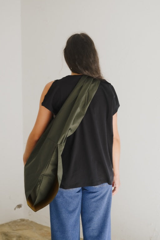 Large Hale Bag - Waxed Organic Cotton - Green Brown