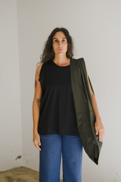 Large Hale Bag - Waxed Organic Cotton - Green Brown