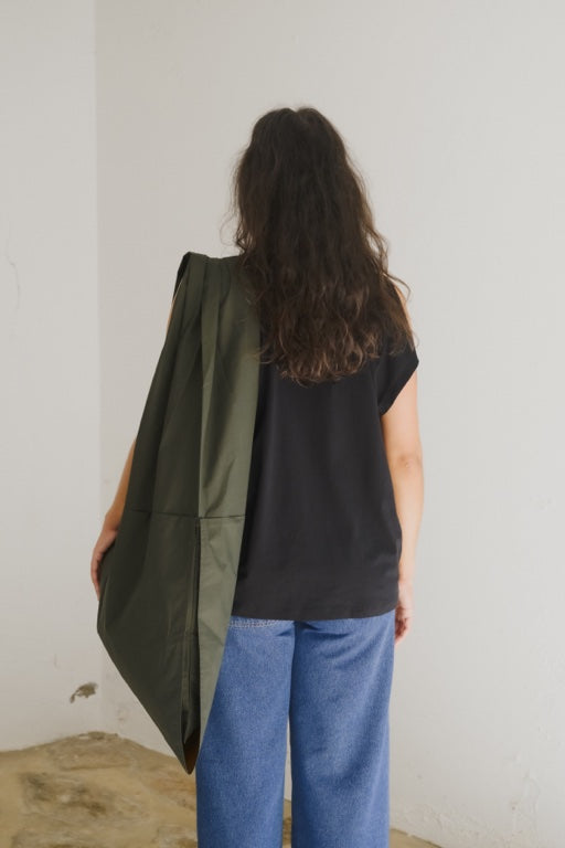 Large Hale Bag - Waxed Organic Cotton - Green Brown