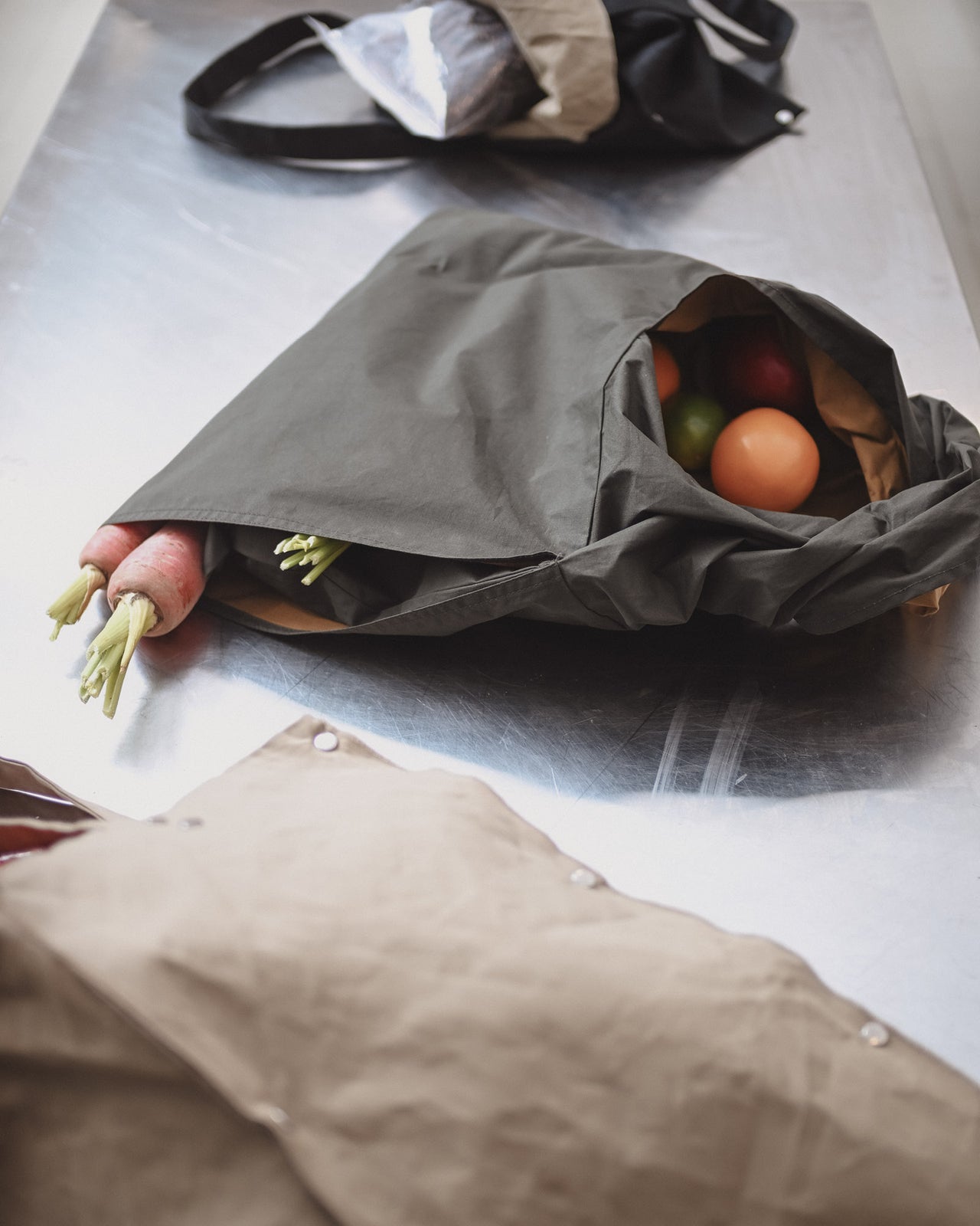 Large Hale Bag - Waxed Organic Cotton - Green Brown
