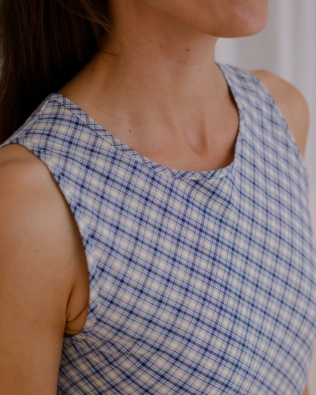 Larva Dress - Organic Cotton - Blue Check