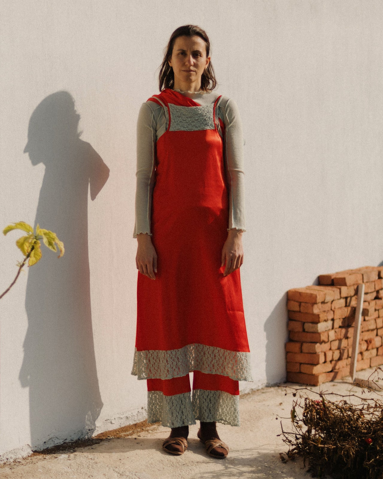 Line Dress - Ecovero Satin - Sync Red / Green