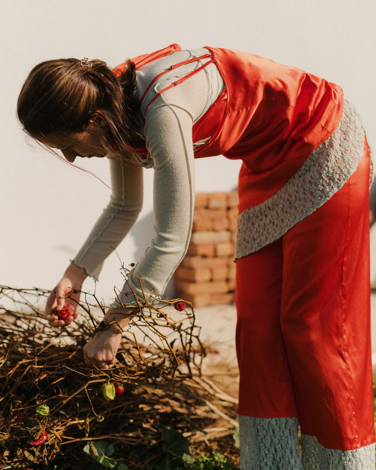 Line Dress - Ecovero Satin - Sync Red / Green