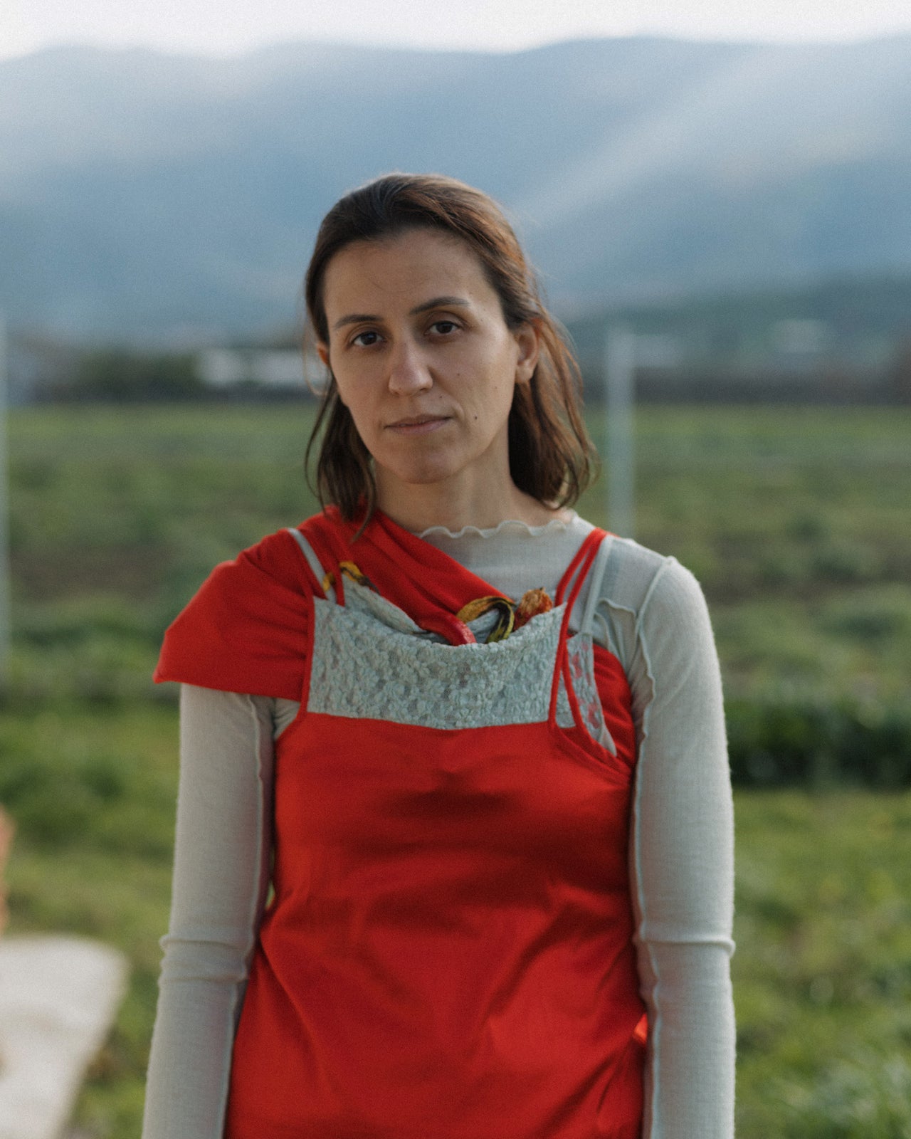 Line Dress - Ecovero Satin - Sync Red / Green