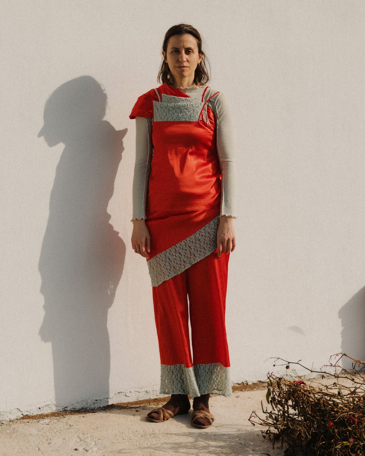 Line Pants - Ecovero Satin - Sync Red / Green