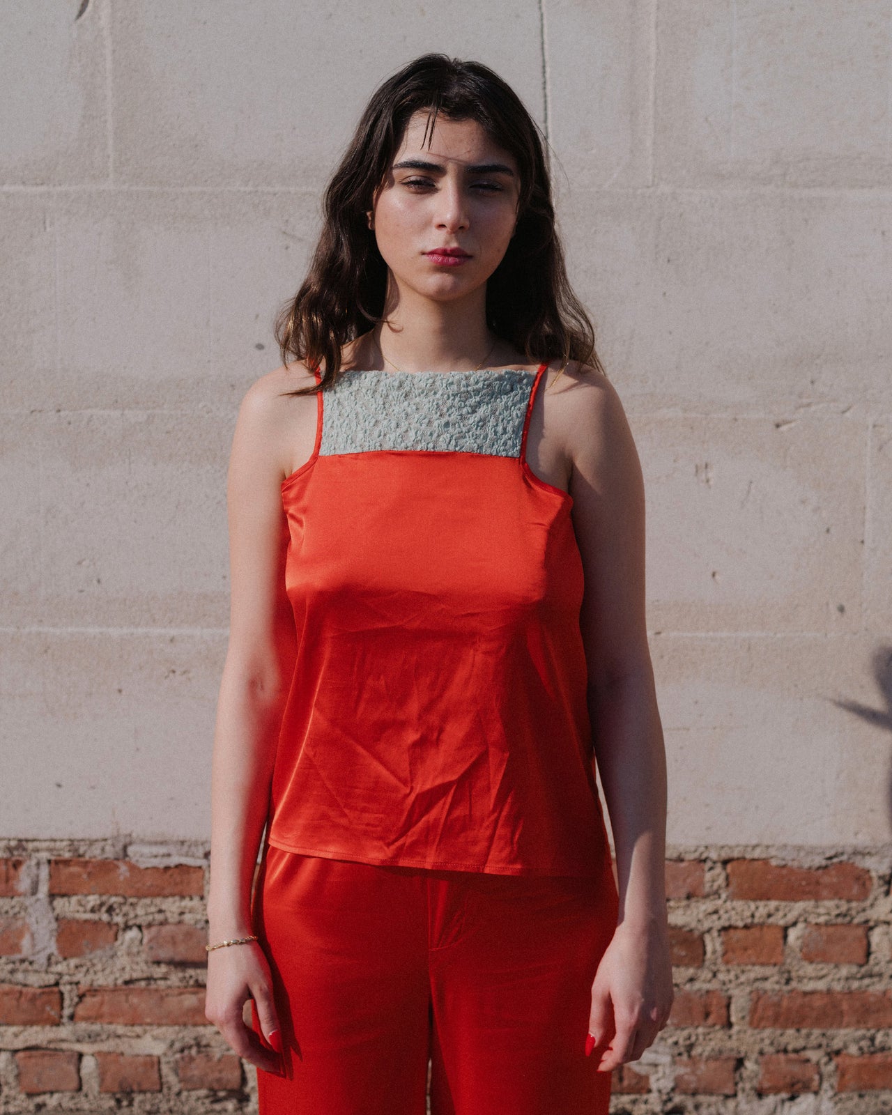 Line Top - Ecovero Satin - Sync Red / Green