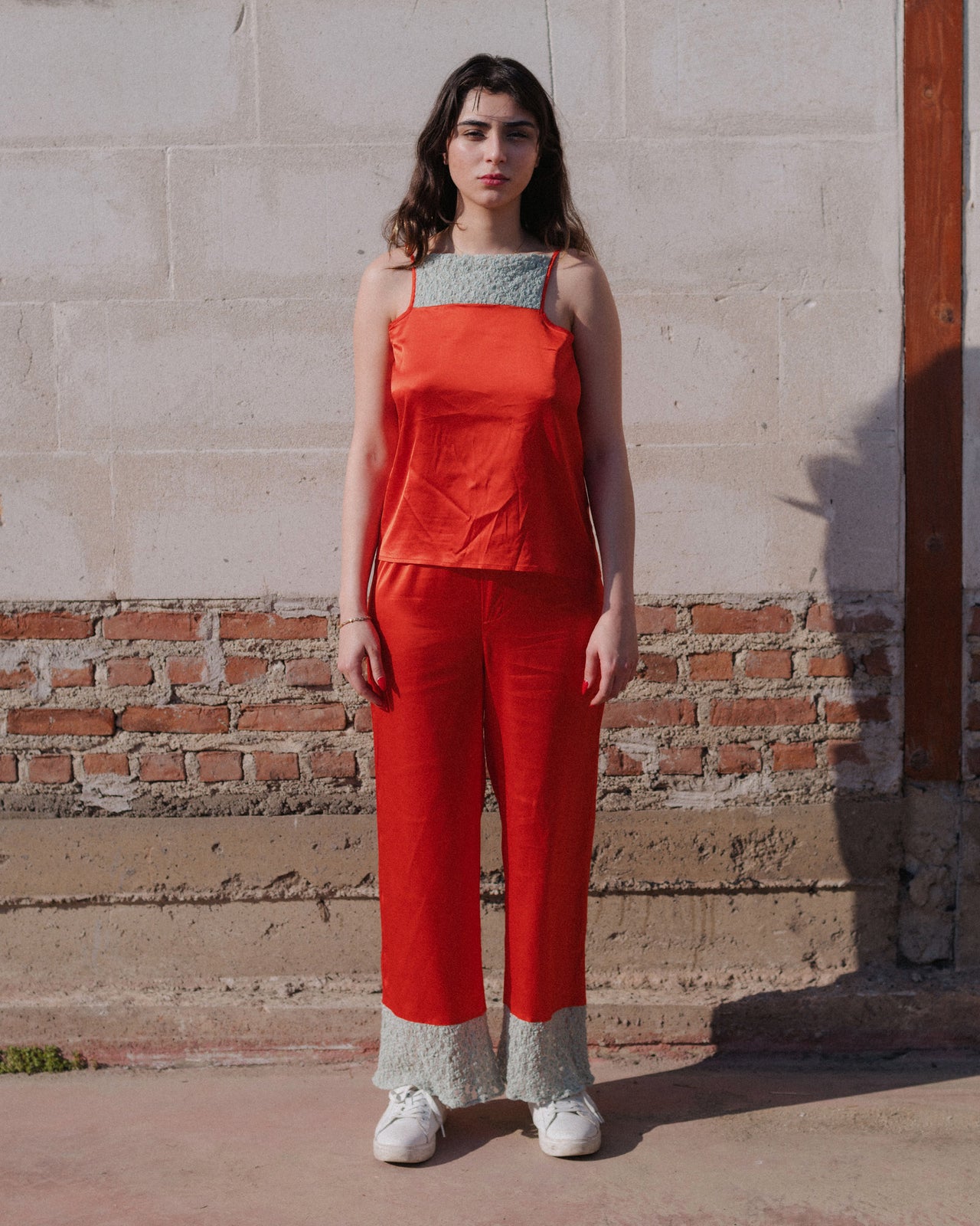 Line Top - Ecovero Satin - Sync Red / Green