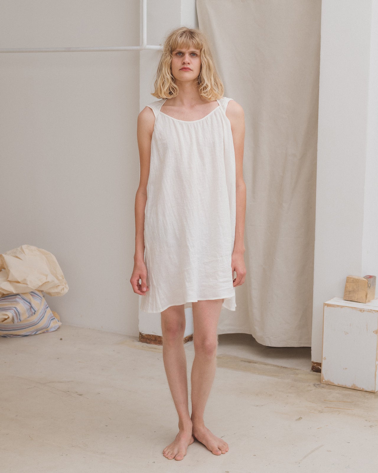 Liu Dress - Crinkle Linen - Undyed – Baserange Store Liu Dress - Crinkle Linen - Undyed – Baserange Store