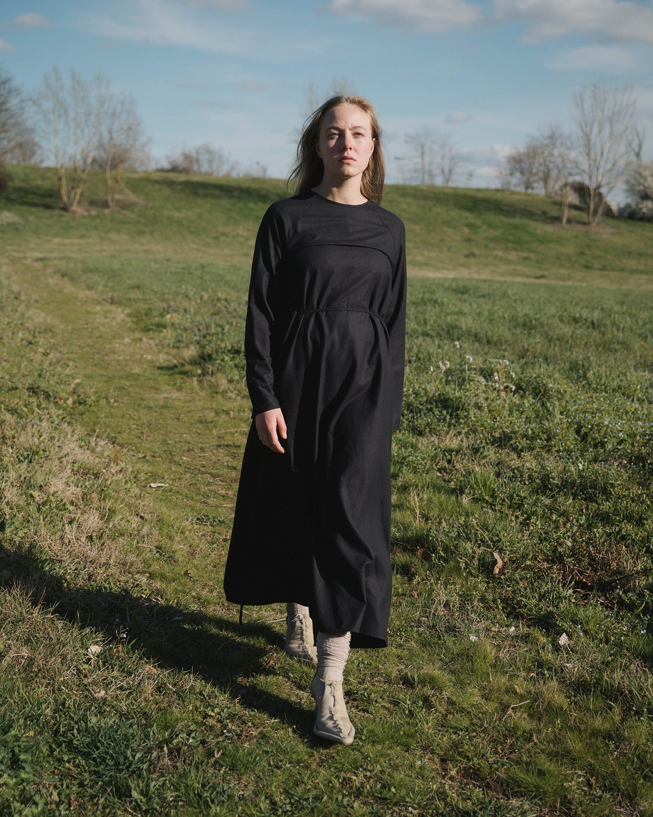 Long Sleeve Apron Dress - Wild Silk - Black