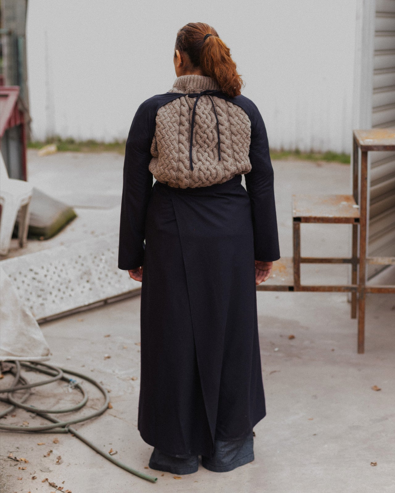 Long Sleeve Apron Dress - Wild Silk - Black