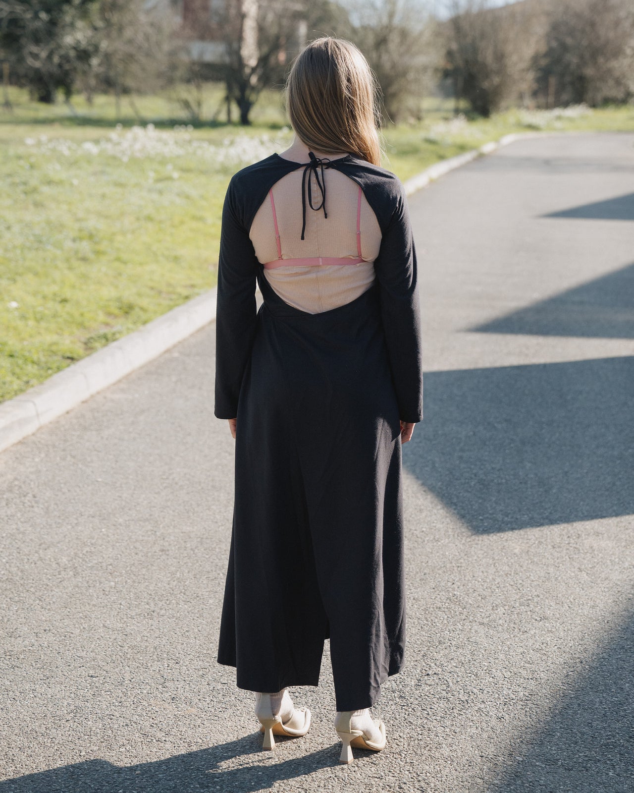 Long Sleeve Apron Dress - Wild Silk - Black