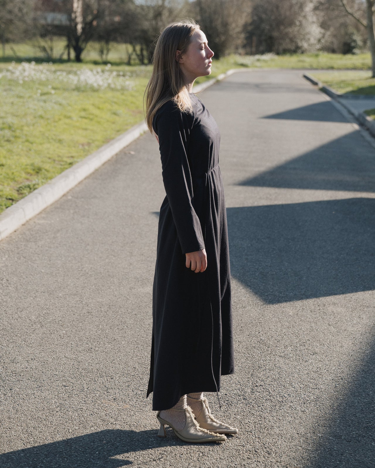 Long Sleeve Apron Dress - Wild Silk - Black