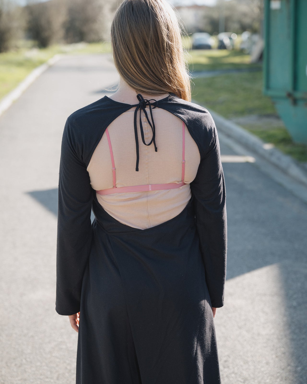 Long Sleeve Apron Dress - Wild Silk - Black