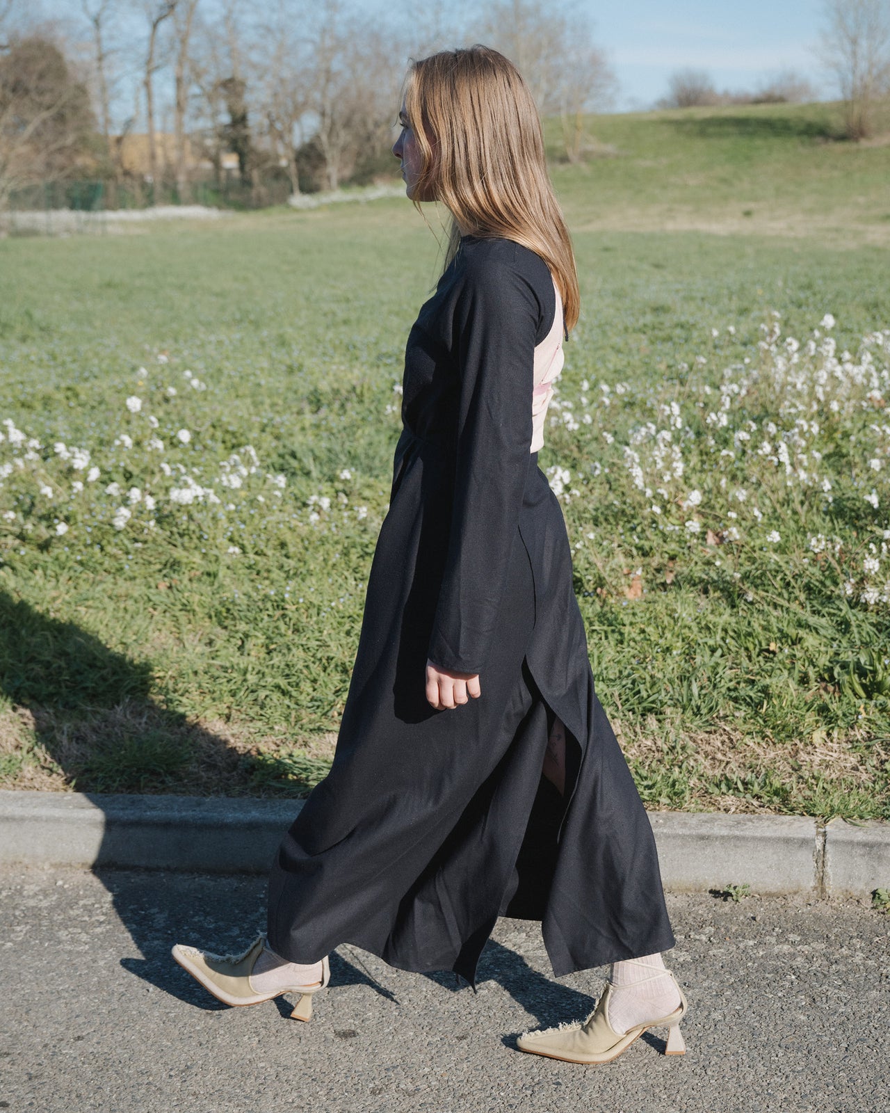 Long Sleeve Apron Dress - Wild Silk - Black